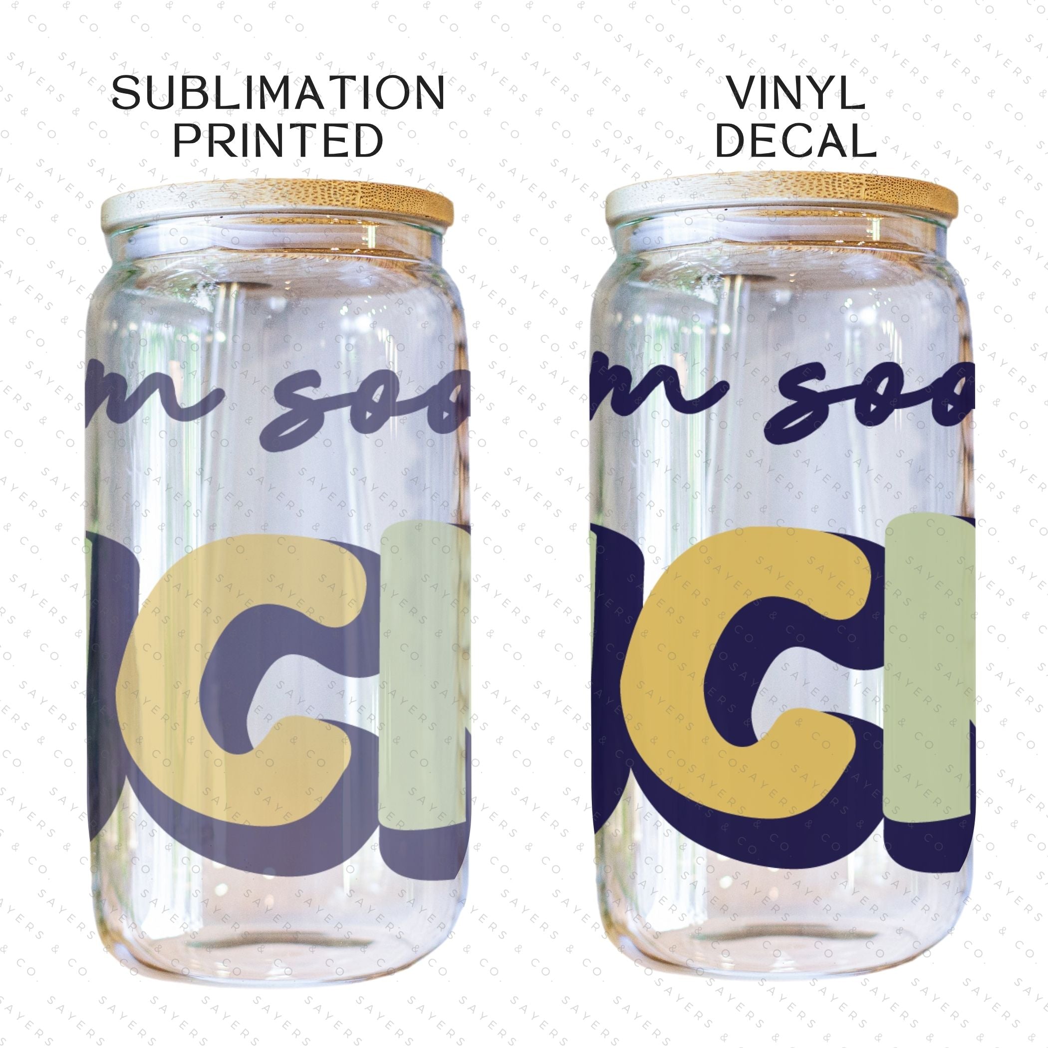 16oz St. Patrick's Day glass cup with bamboo lid and straw, featuring a fun 'I Am So Lucky' design, perfect for festive drinks.