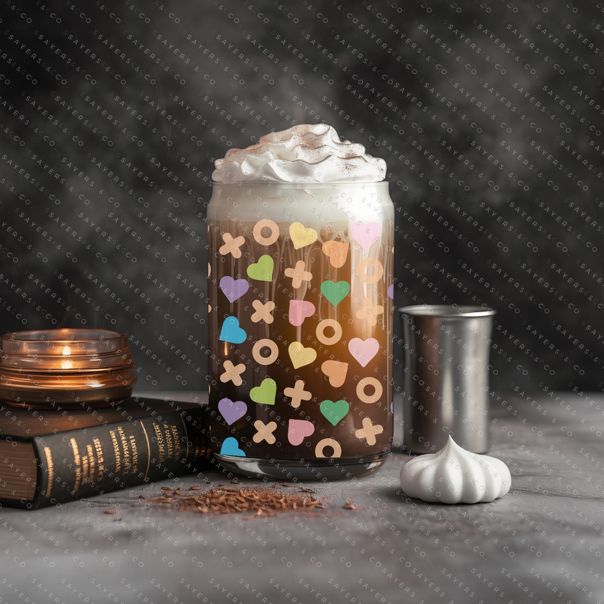 16oz St. Patrick's Day Lucky Sharms Irish Glass Cup featuring a bamboo lid and straw, perfect for festive drinks.