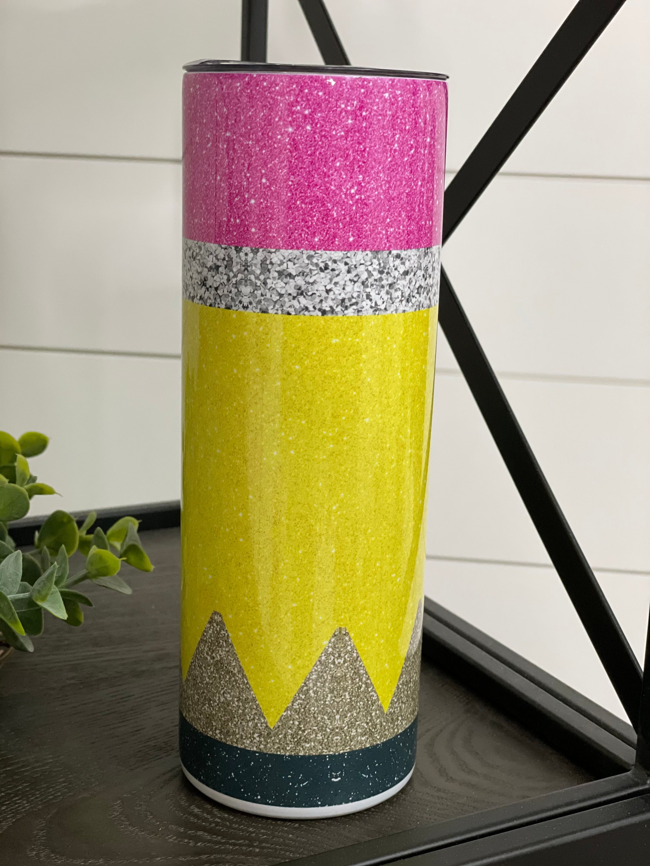 A stylish 20oz skinny tumbler featuring a #2 pencil design, perfect for hot and cold drinks, includes a reusable straw.