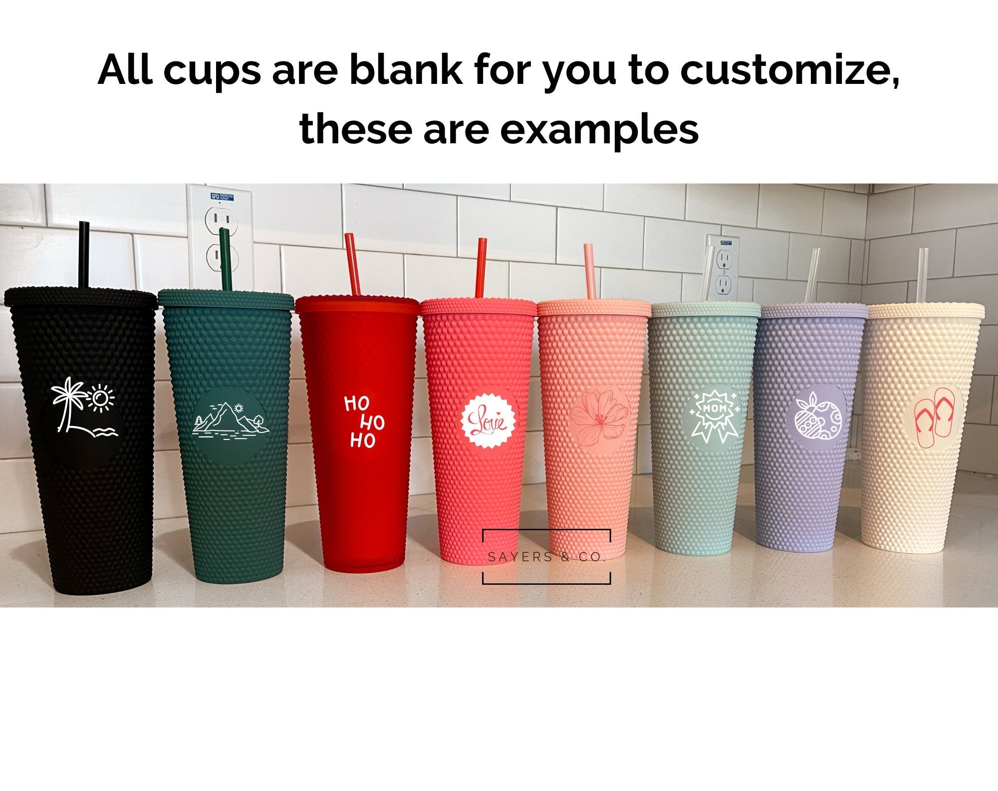 24oz matte teal/turquoise studded double walled tumbler with straw, showcasing its unique design and insulation features.