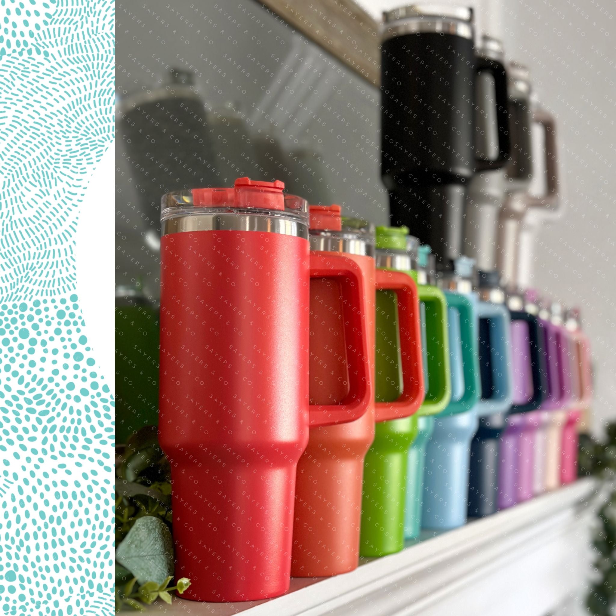 40 oz double walled insulated tumbler in various colors with a screw top lid and straw, perfect for customization.