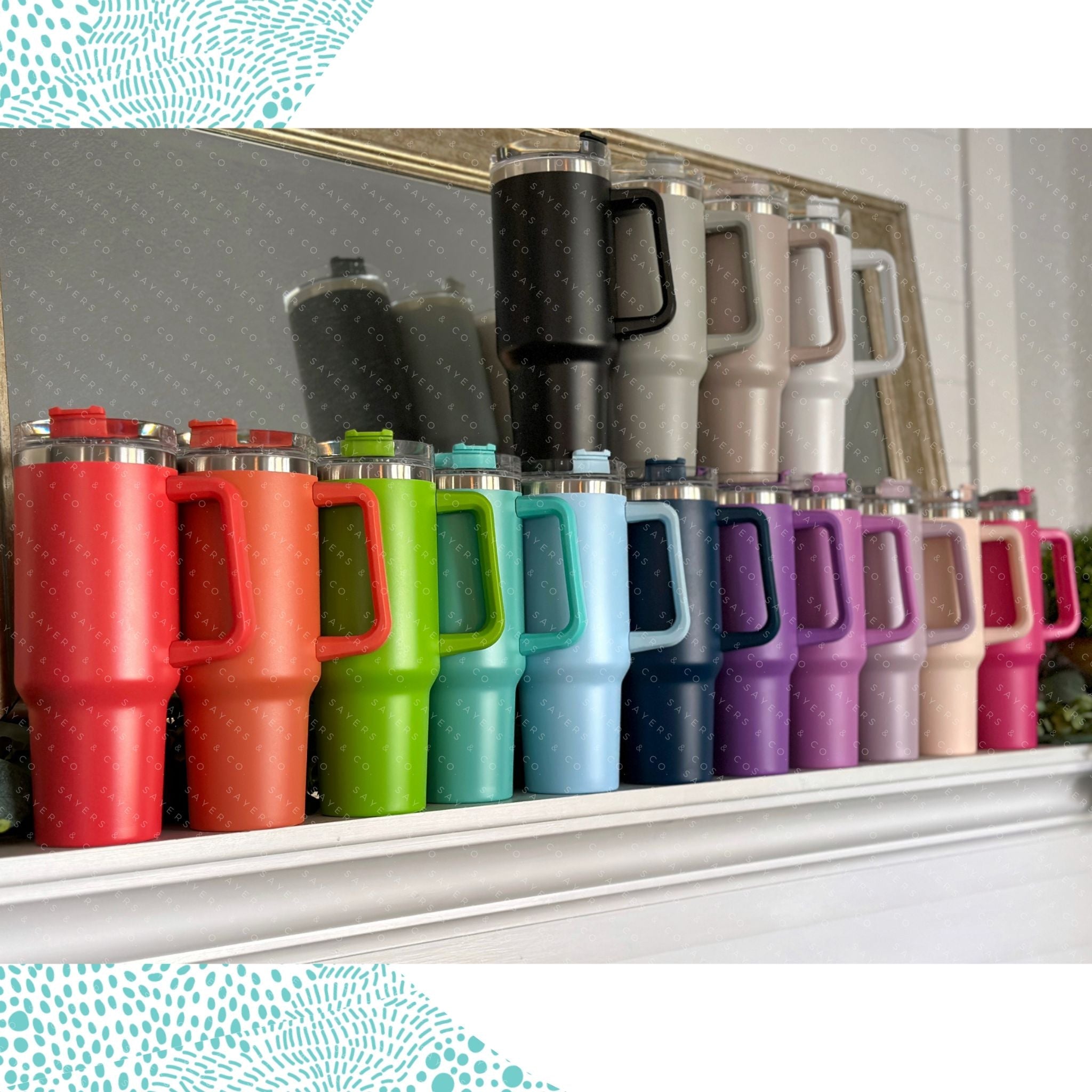 40 oz double walled insulated tumbler in various colors with a screw top lid and straw, perfect for customization.