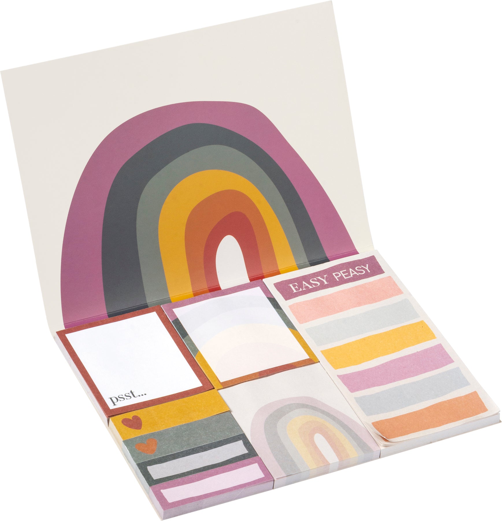An Original Is Worth More Sticky Notes Folio featuring rainbow designs and motivational phrases, containing 480 sheets in various shapes and sizes.