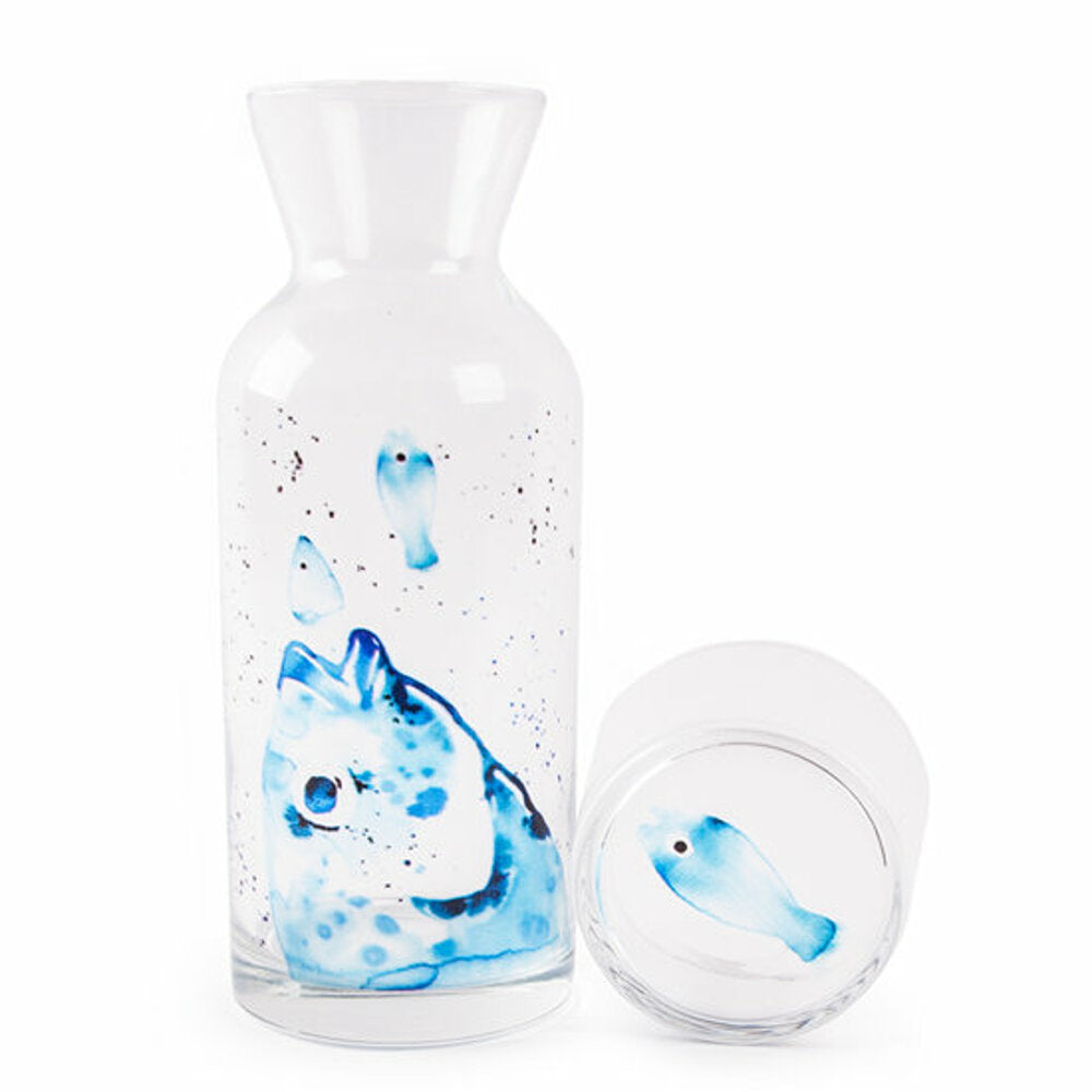 Anemoss Marine Collection Sea Bream Nachttischkaraffe aus Glas mit abdeckbarem Trinkbecher und elegantem Design.