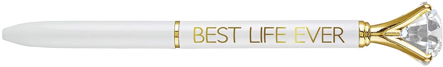 Best Life Ever Gem Pen with jewel-topped design in a gold gift box, showcasing elegance and luxury.