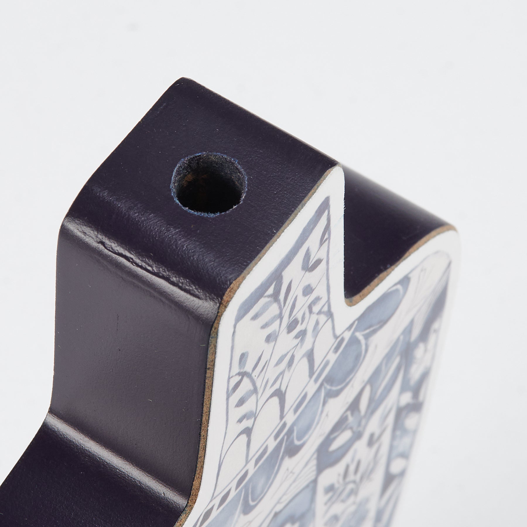 Blue Jar 2D vase-shaped wooden decor with hand-painted floral designs, featuring a vibrant blue color and dark blue accents.