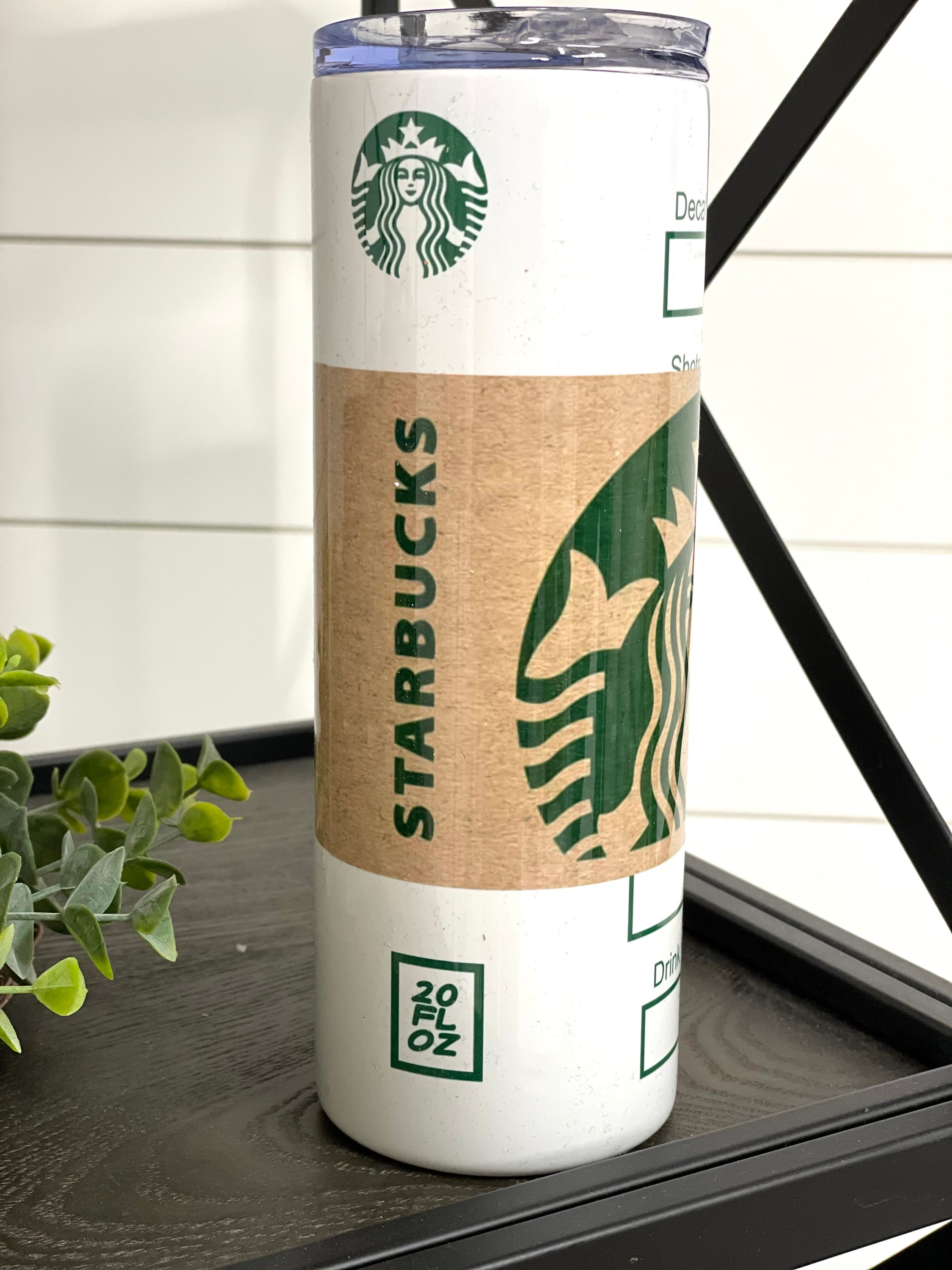 Classic Starbucks 20oz Skinny Tumbler with a stylish full wrap design, featuring a reusable straw and durable construction.