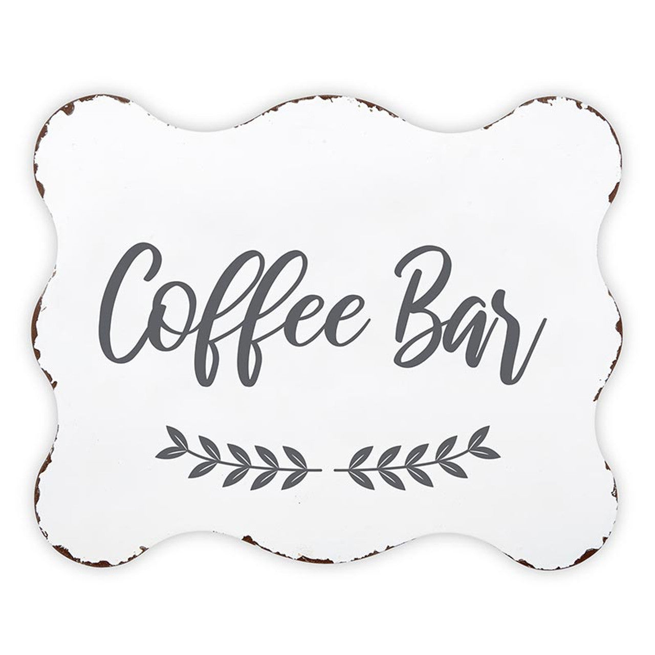Rustic Coffee Bar Sign made of metal, perfect for home or business decor, featuring a vintage design.