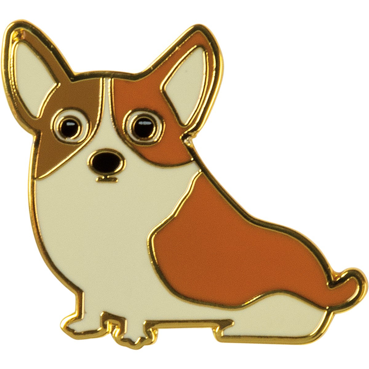 Corgi Wigglebutts Make Me Nuts enamel pin on a gift card featuring a couch design.
