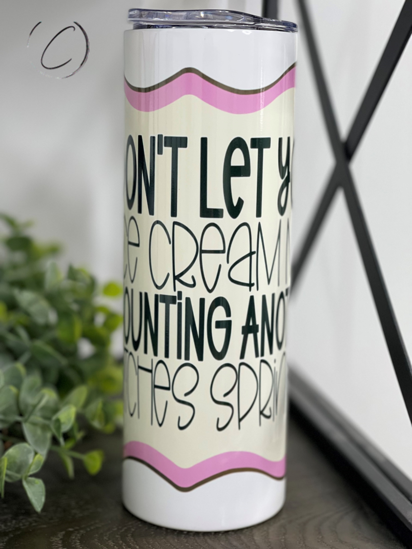 Counting Other Sprinkles 20oz Skinny Tumbler with vibrant full wrap design and reusable straw.