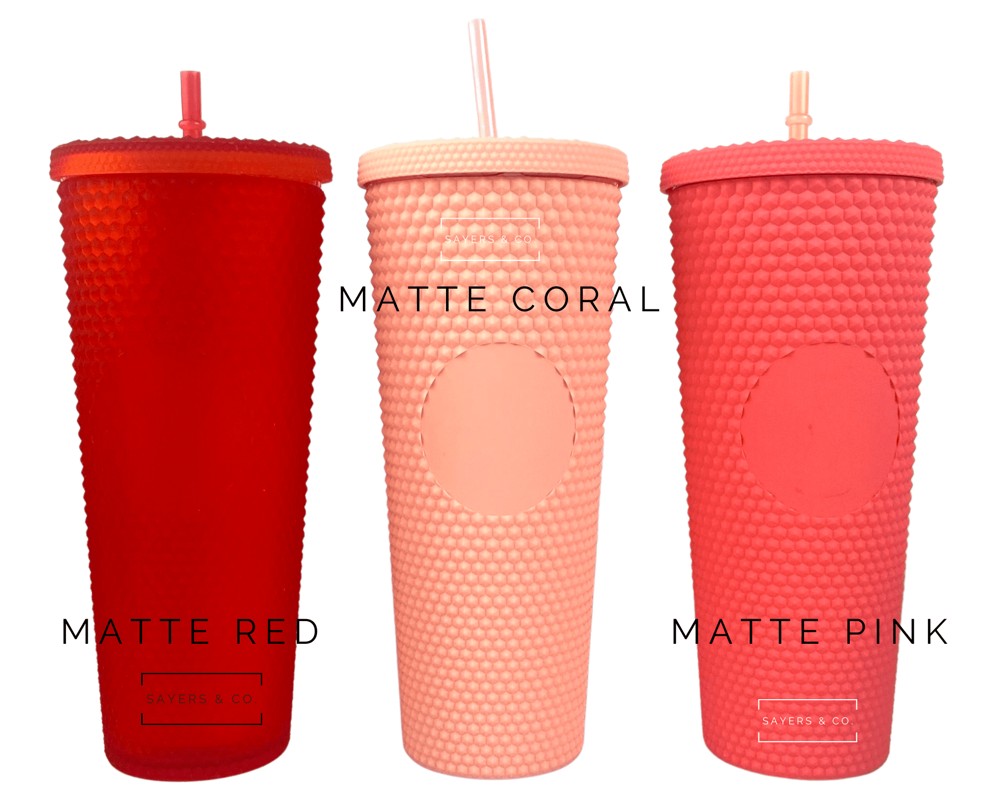 Custom Studded 24oz Double Walled Tumbler with lid and straw, featuring a stylish studded design in vibrant colors.