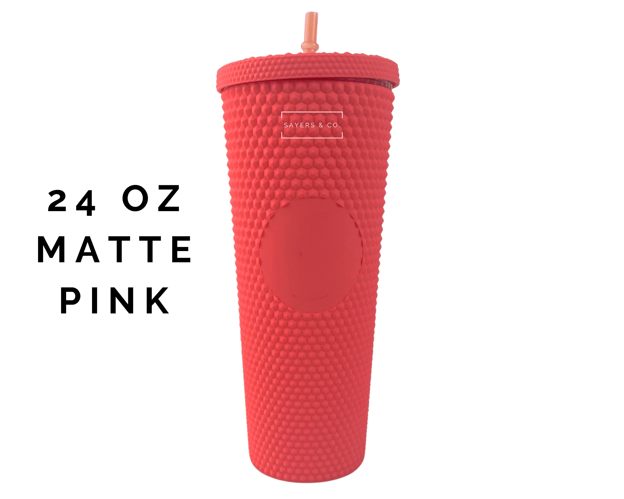 Custom Studded 24oz Double Walled Tumbler with lid and straw, featuring a stylish studded design in vibrant colors.