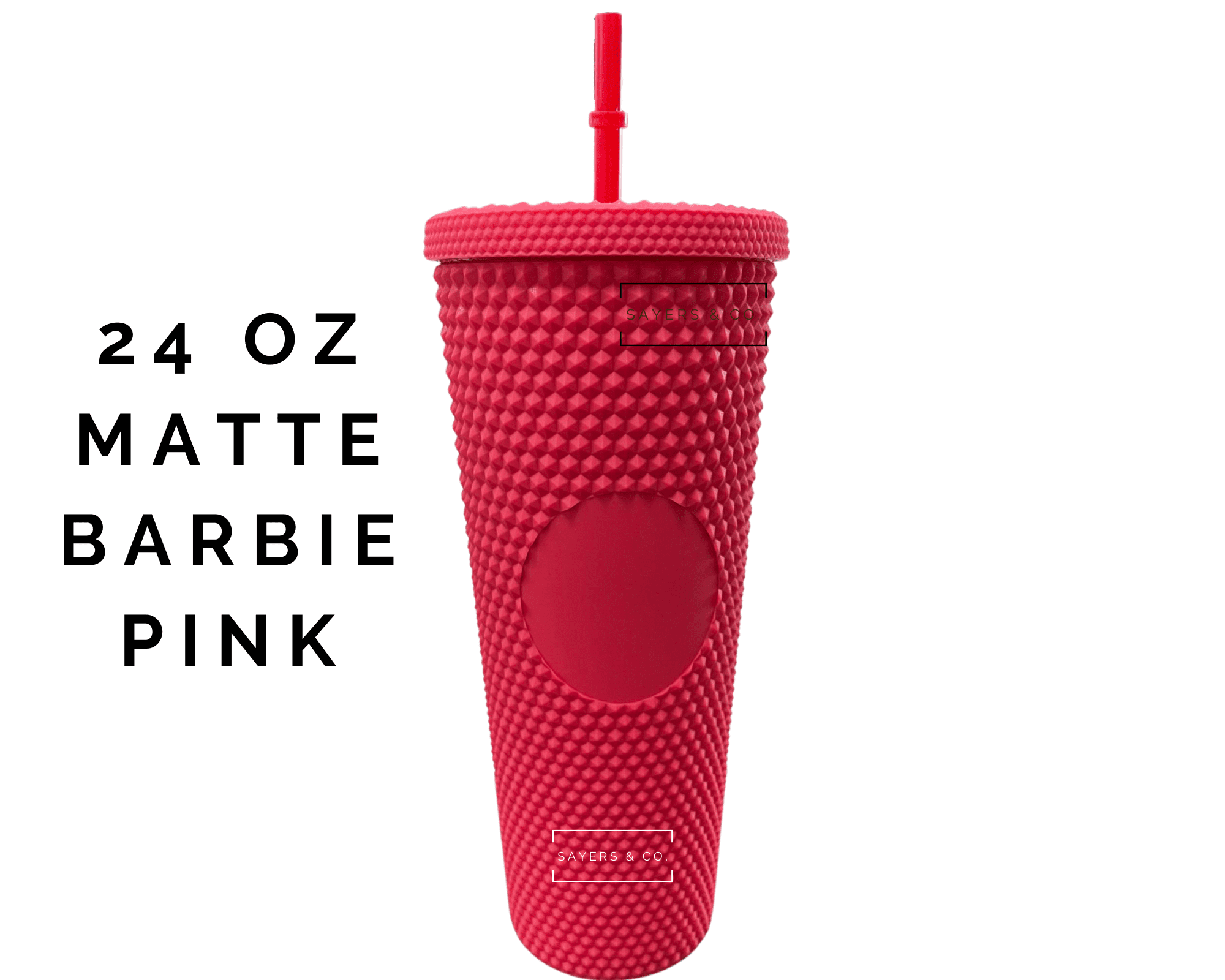 Custom Studded 24oz Double Walled Tumbler with lid and straw, featuring a stylish studded design in vibrant colors.