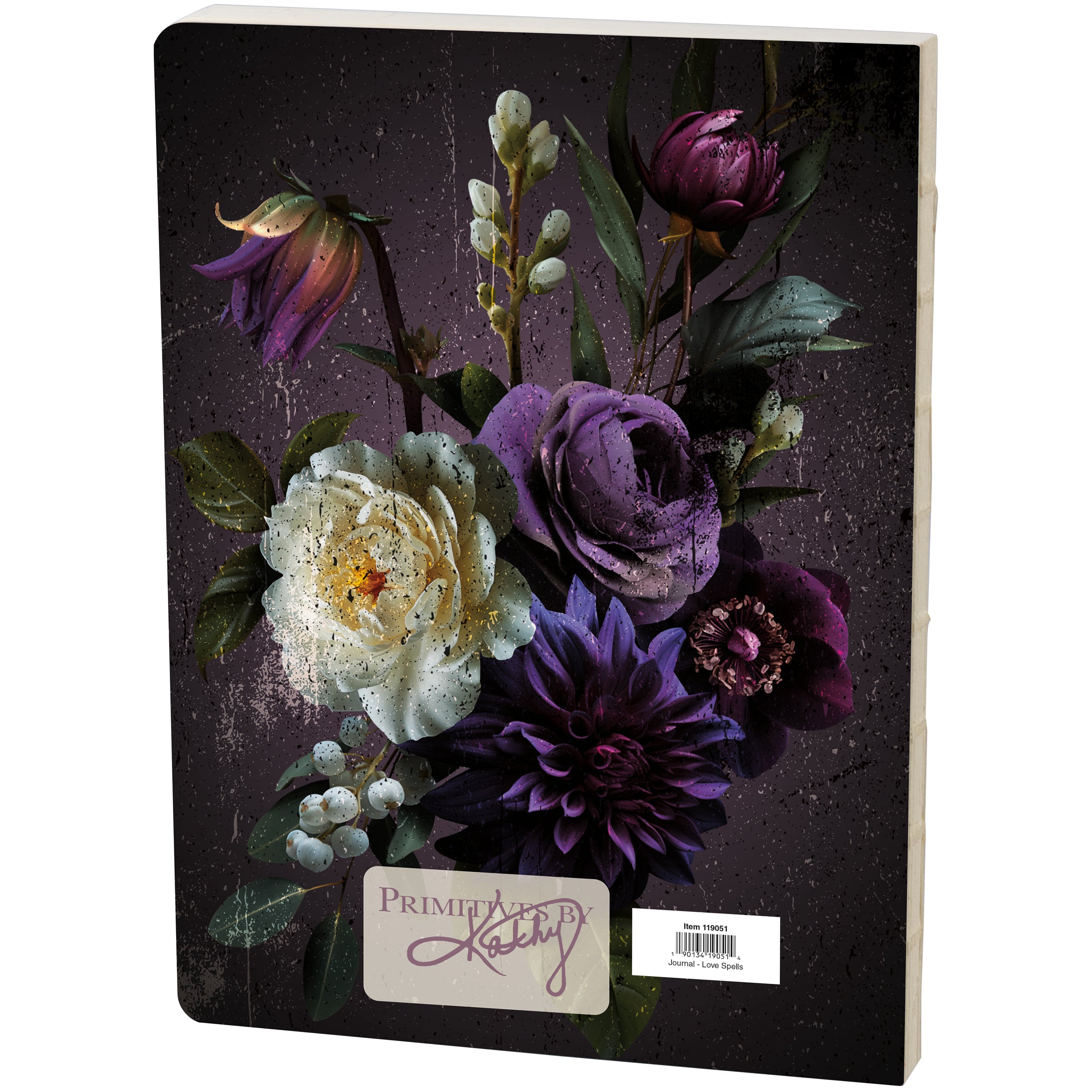Dark Botanical Love Spells Double-Sided Journal featuring floral designs and 'Love Spells' sentiment, perfect for Halloween.