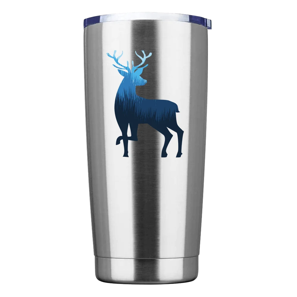 Deer Color 2 30oz Insulated Vacuum Sealed Tumbler with vibrant UV-printed design and stainless steel finish.