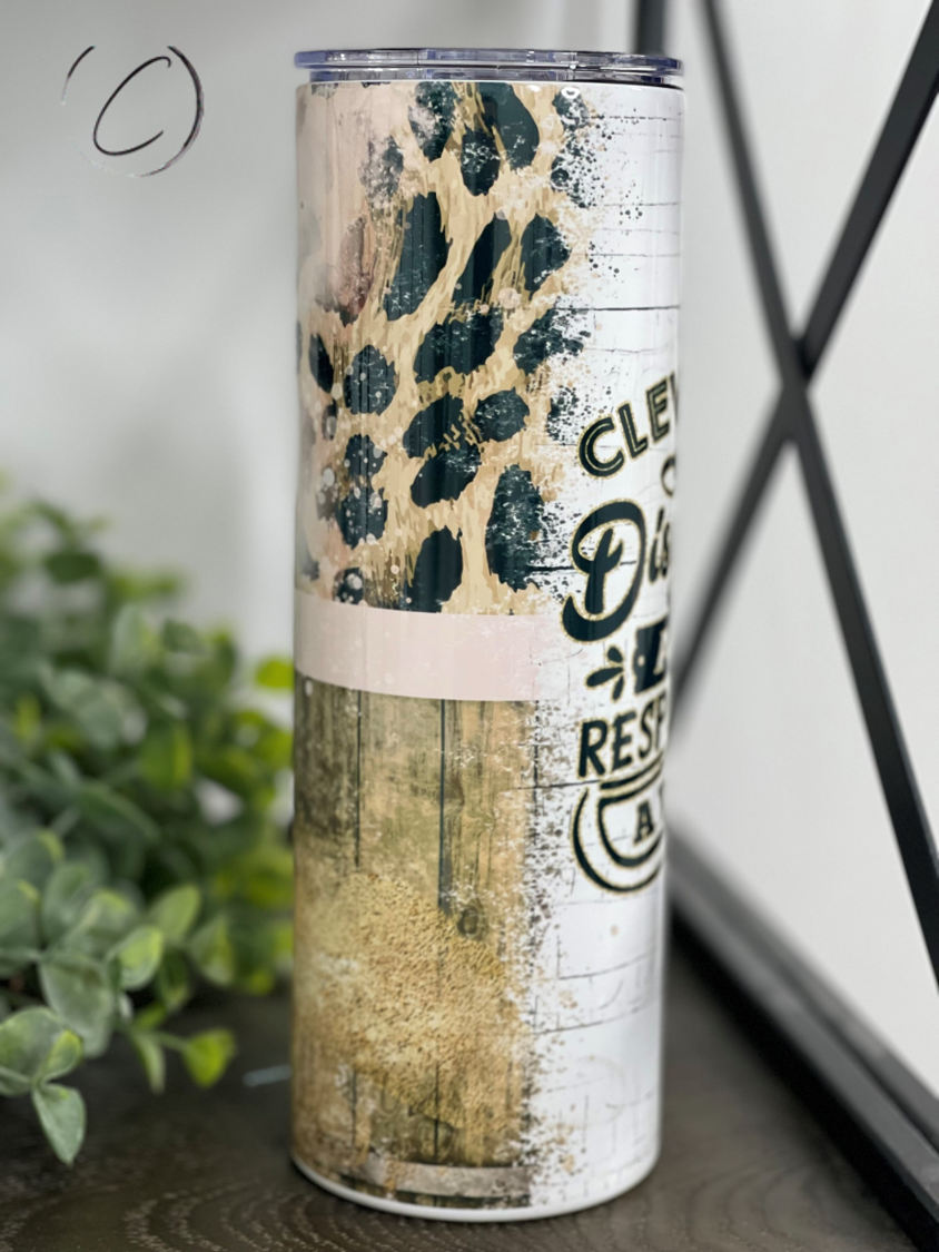 Disguised As An Adult 20oz Skinny Tumbler with a full wrap design, featuring a reusable straw and vibrant colors.