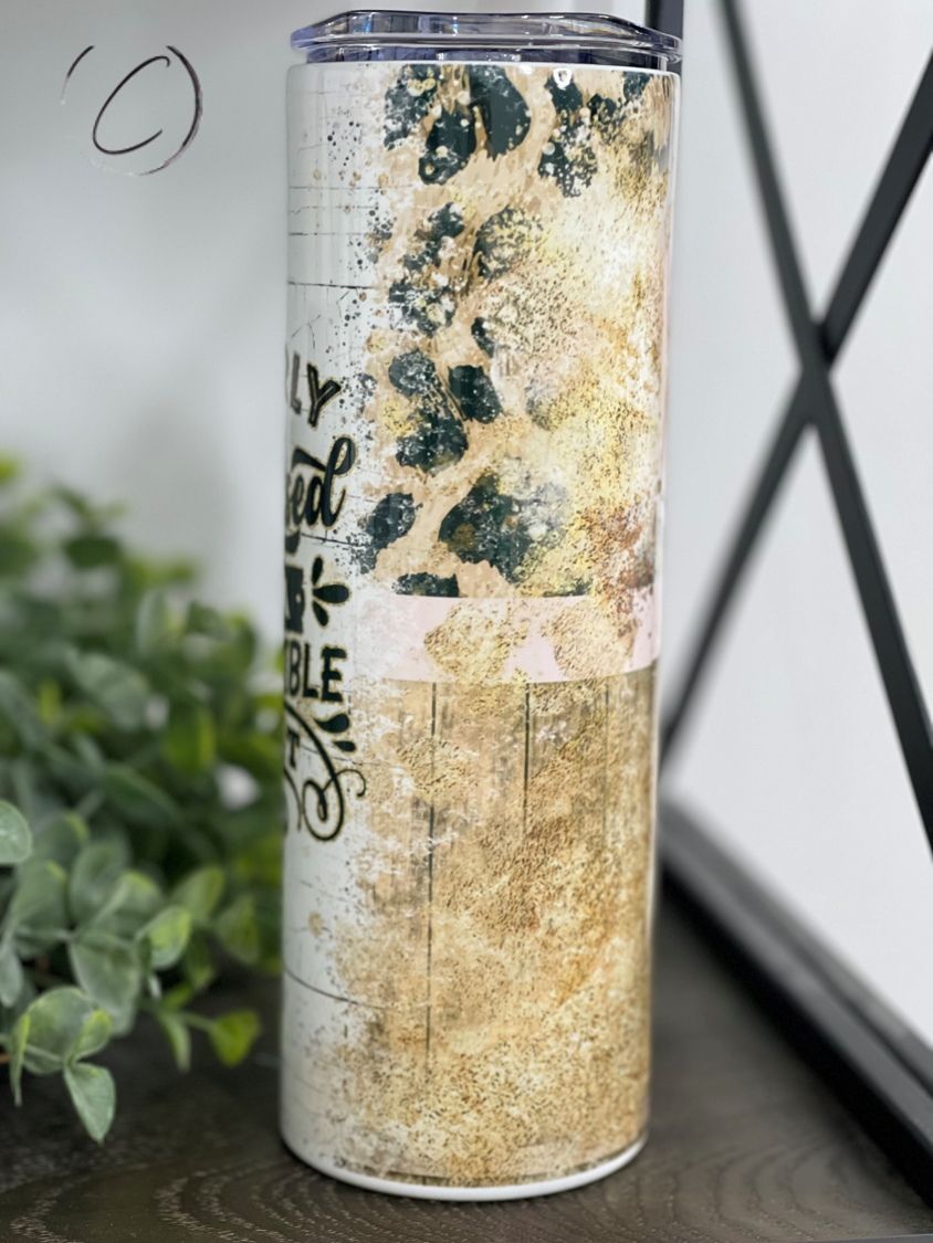 Disguised As An Adult 20oz Skinny Tumbler with a full wrap design, featuring a reusable straw and vibrant colors.