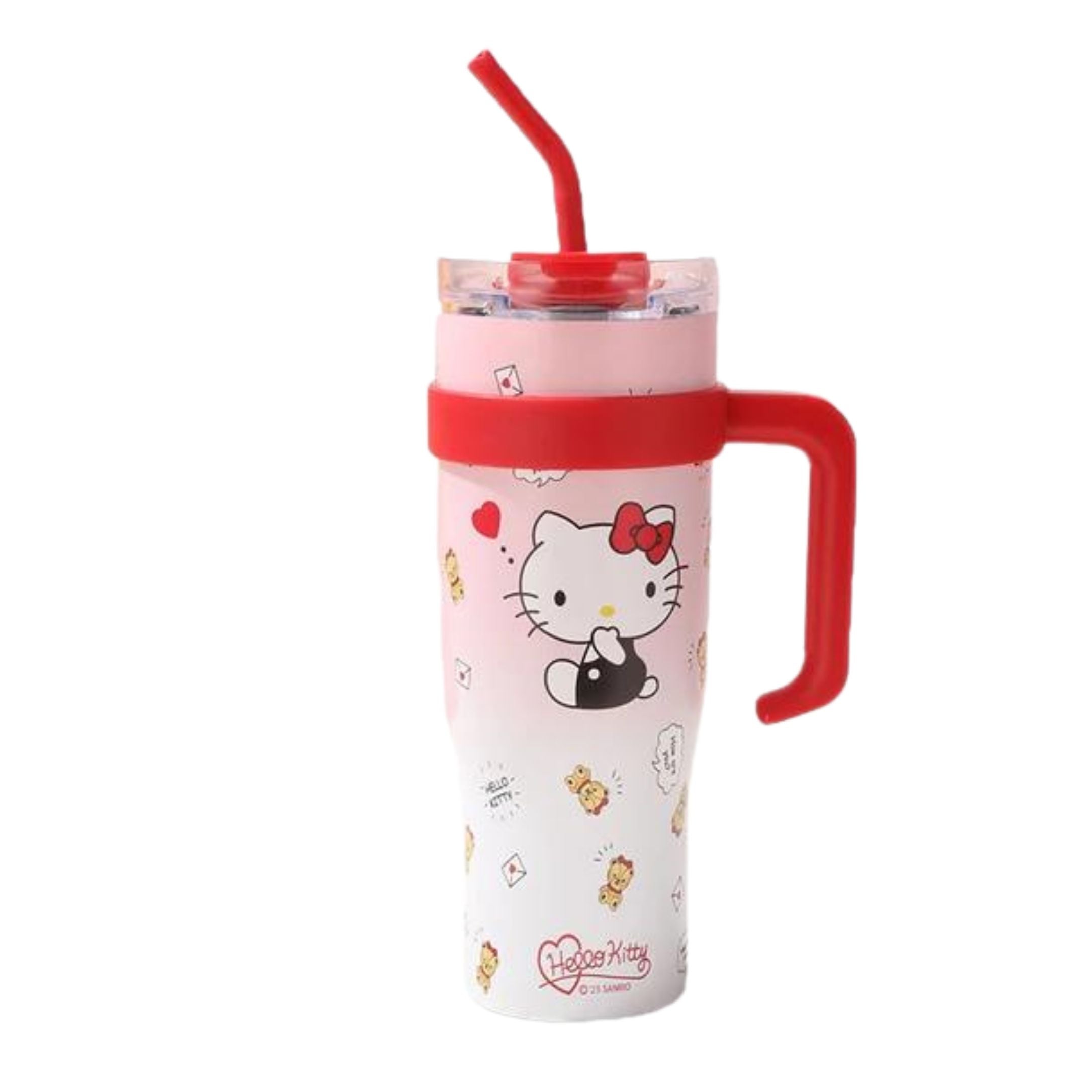 Dreamy Clouds 40 oz stainless steel insulated tumbler featuring Hello Kitty and teddy bears, perfect for hydration on the go.