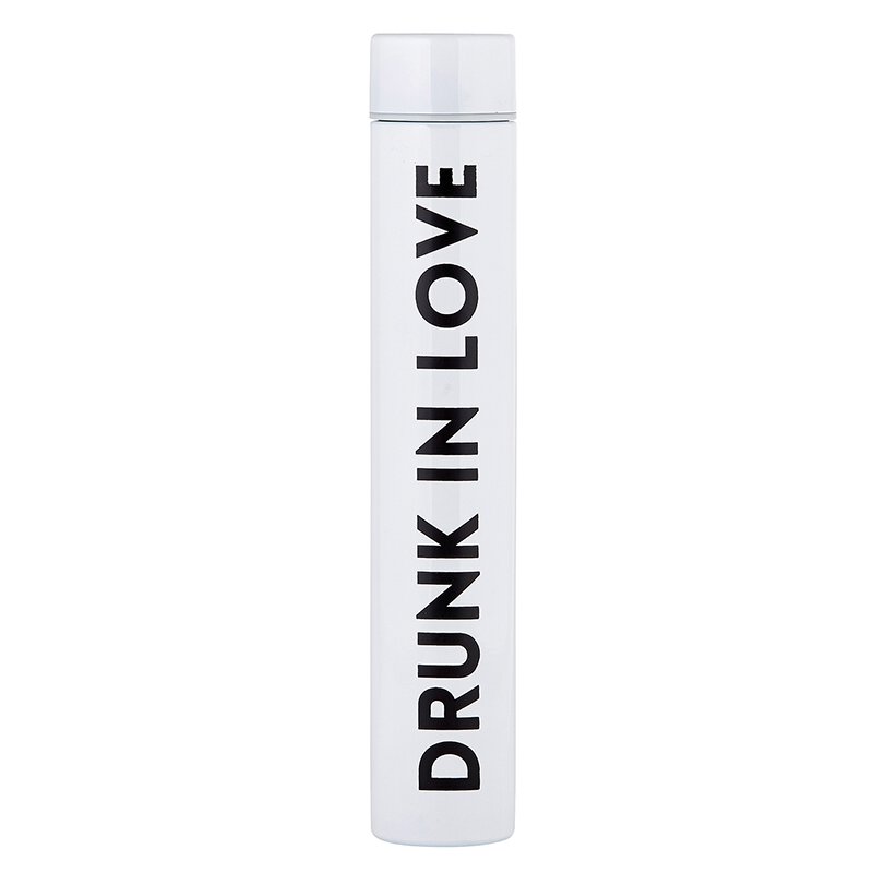 Drunk In Love Flask Bottle in White, stainless steel, elegant design, perfect for happy hour.