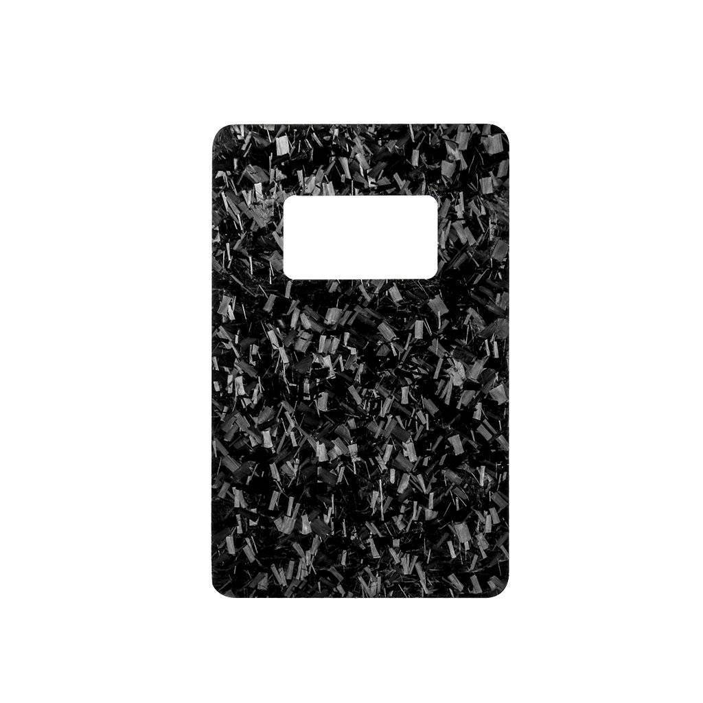 Forged Carbon Fiber Credit Card Size Bottle Opener showcasing its sleek design and lightweight material.