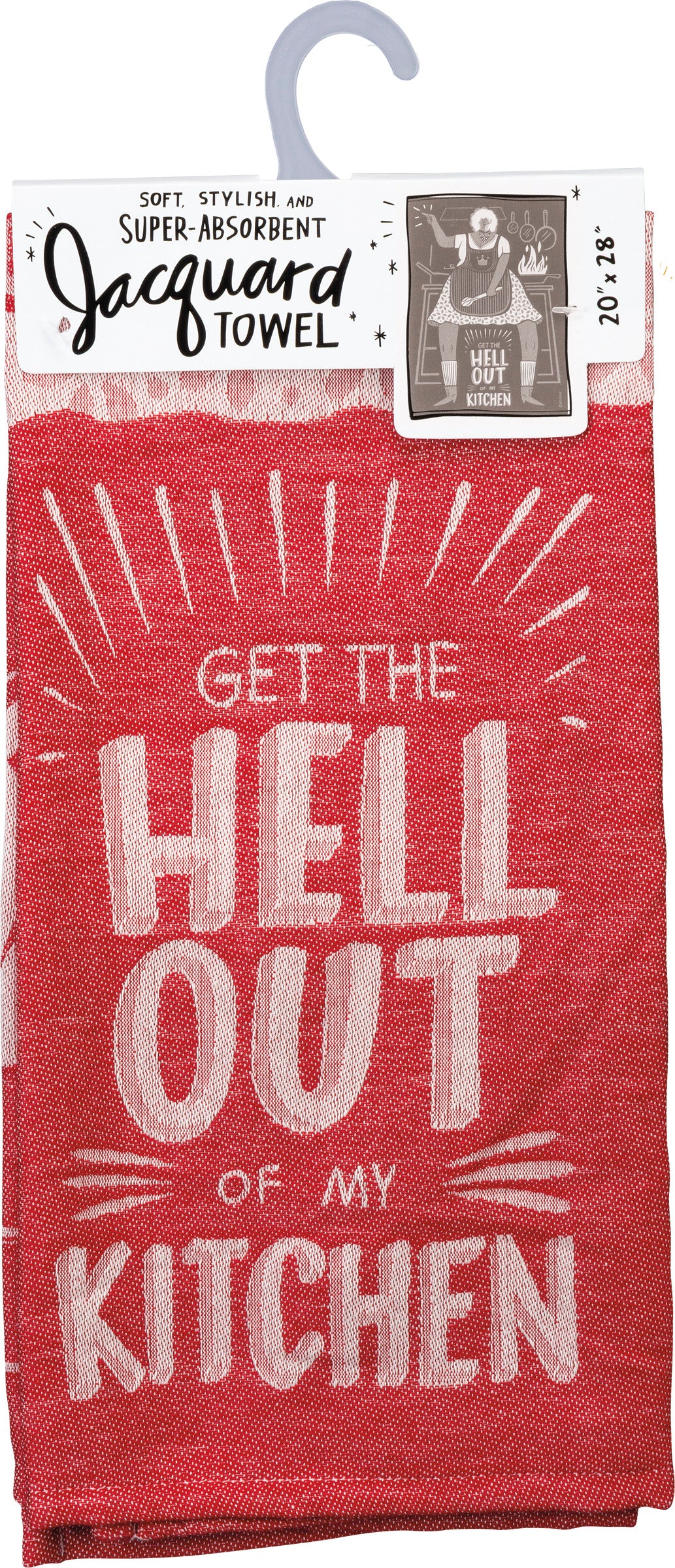 Get The Hell Out of My Kitchen Dish Cloth Towel, a humorous cotton kitchen towel with a stylish design.
