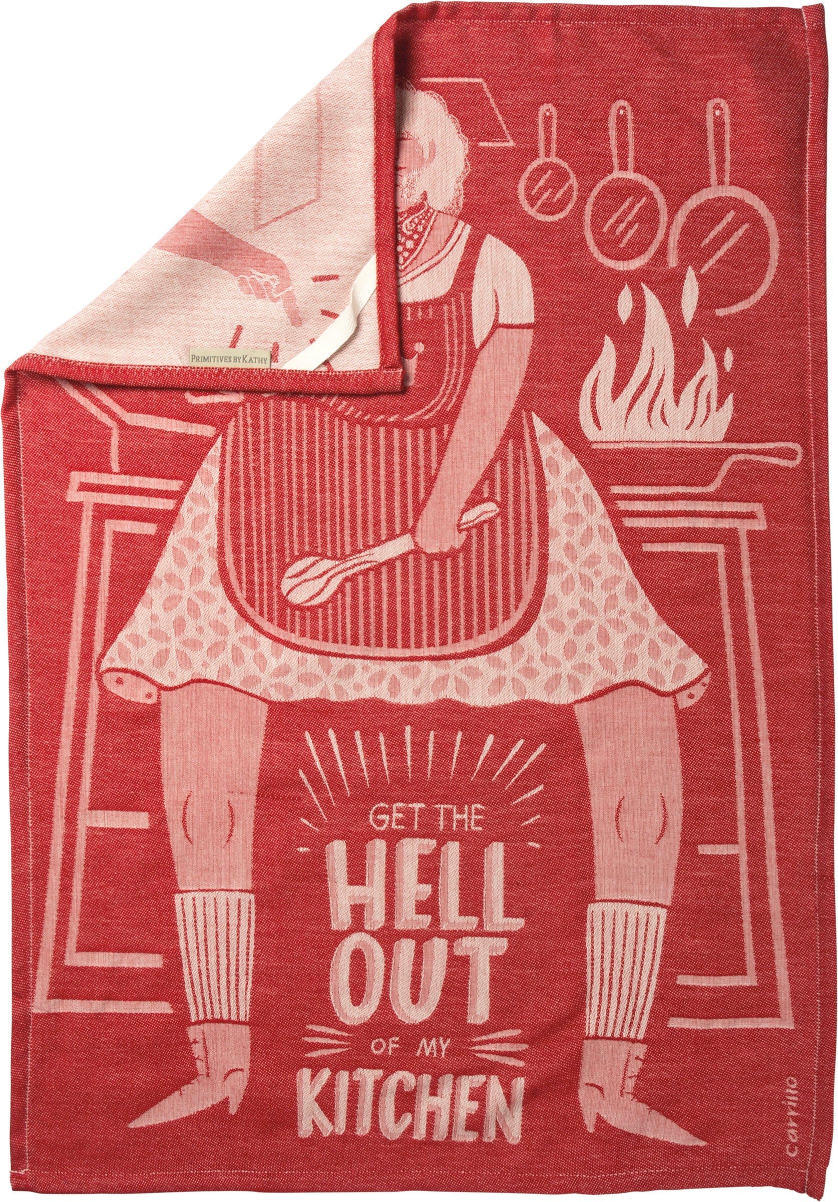Get The Hell Out of My Kitchen Dish Cloth Towel, a humorous cotton kitchen towel with a stylish design.