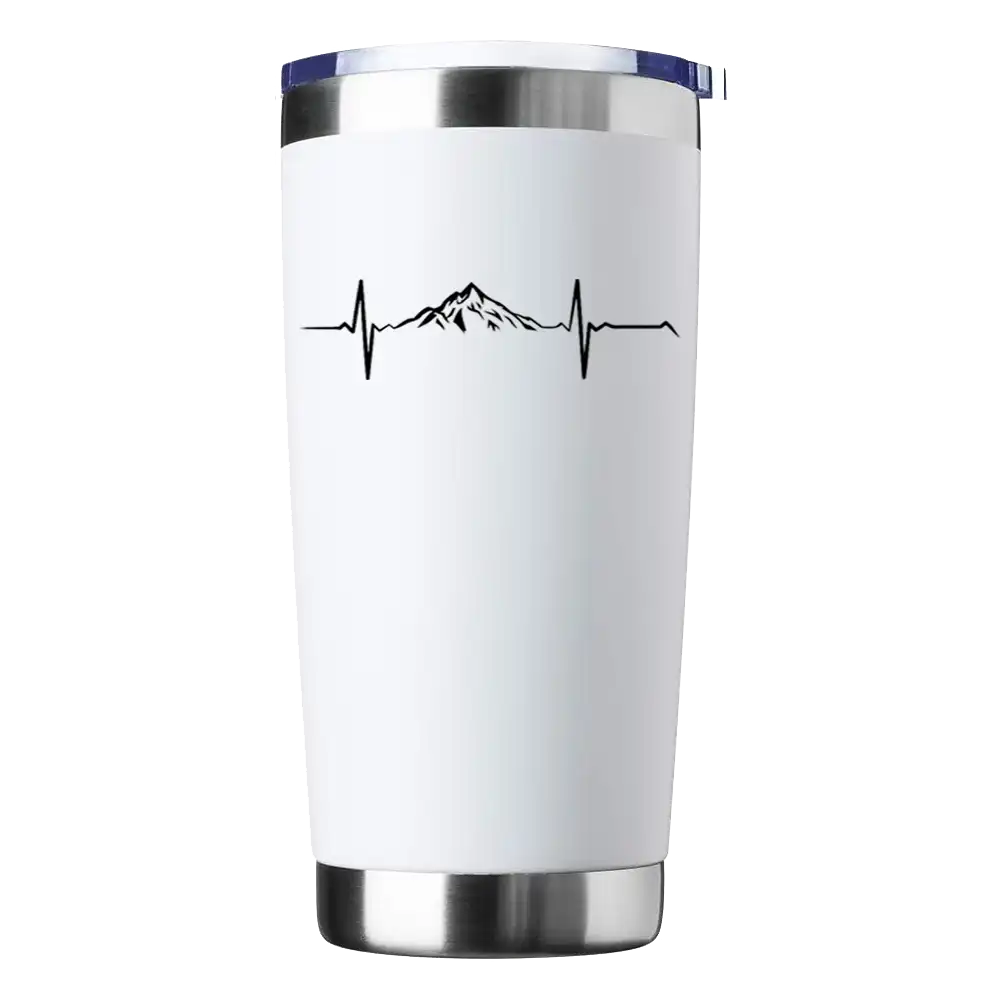 Heartbeat V1 20oz Insulated Vacuum Sealed Tumbler in stainless steel with UV-printed design, showcasing its sleek and durable construction.