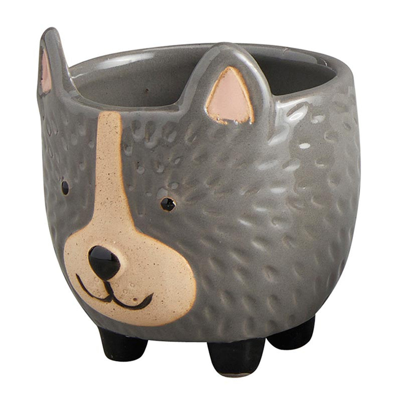 A decorative ceramic planter shaped like a hedgehog, standing 3.25 inches tall, perfect for small plants.