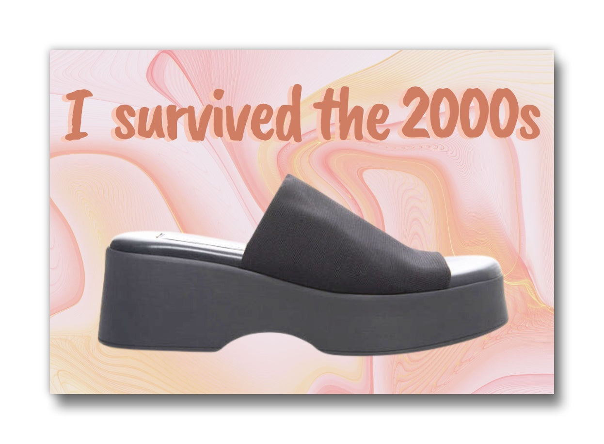 I Survived the 2000s Slide Shoe Refrigerator Magnet featuring a colorful design and bold text.