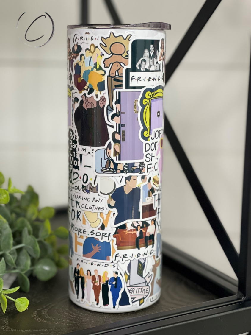 I'll Be There For You 20oz Skinny Tumbler with a vibrant full wrap design and reusable straw.