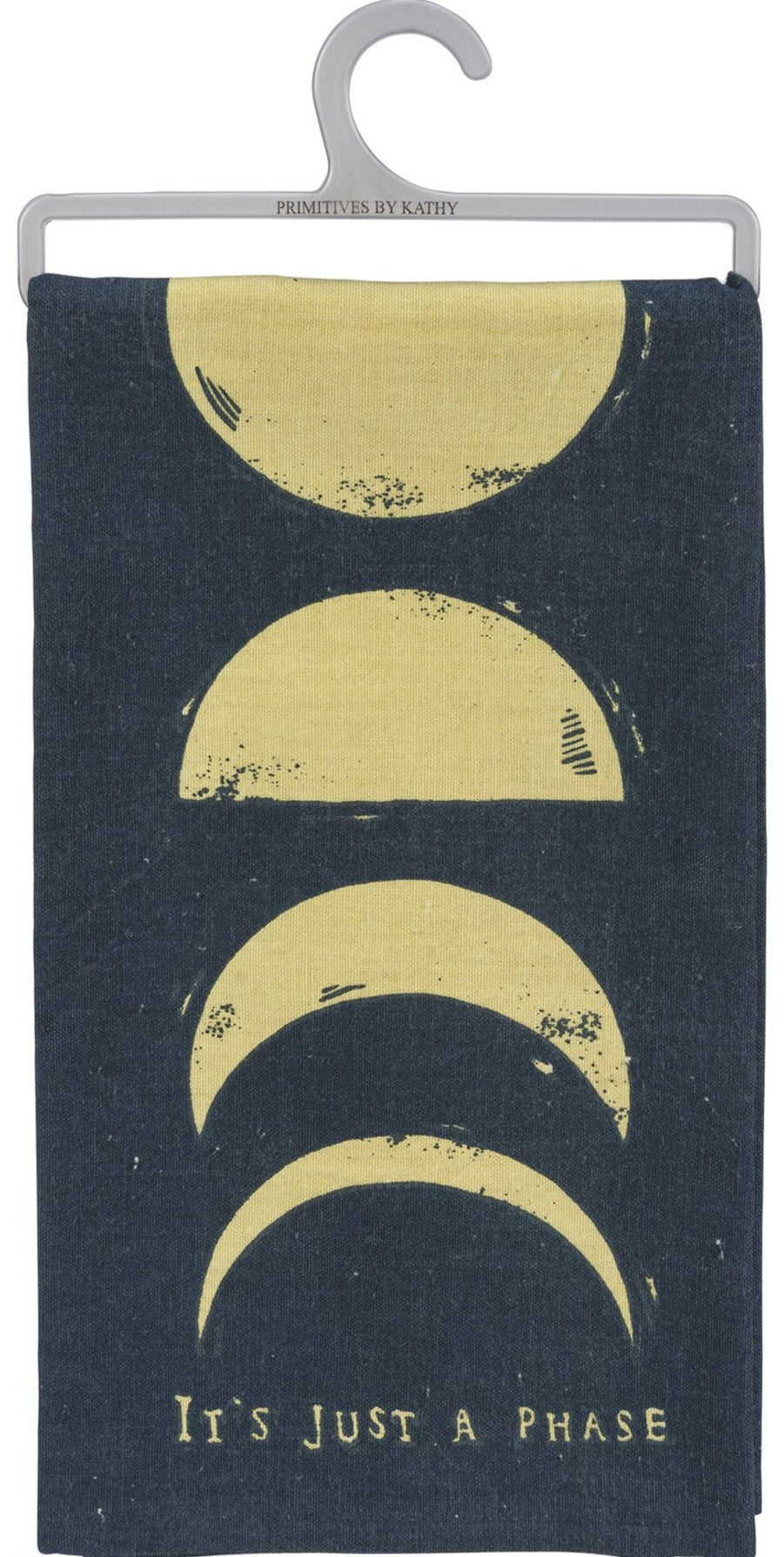 It's Just A Phase Moon Dish Cloth Towel featuring moon phase designs and 'It's Just A Phase' sentiment, made from cotton and linen.