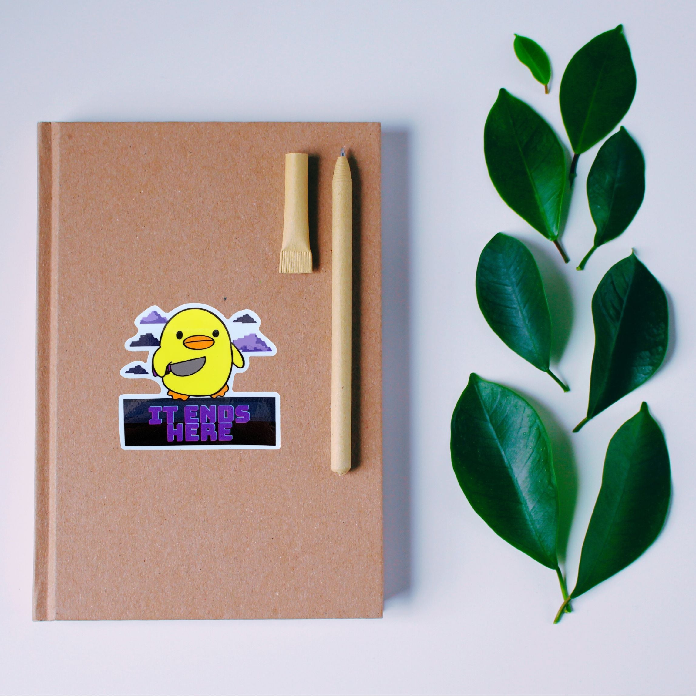 Knife Duck It Ends Here Sticker featuring a vibrant yellow duck design with the phrase 'It's (Always) Pride Bitches' in a playful font.