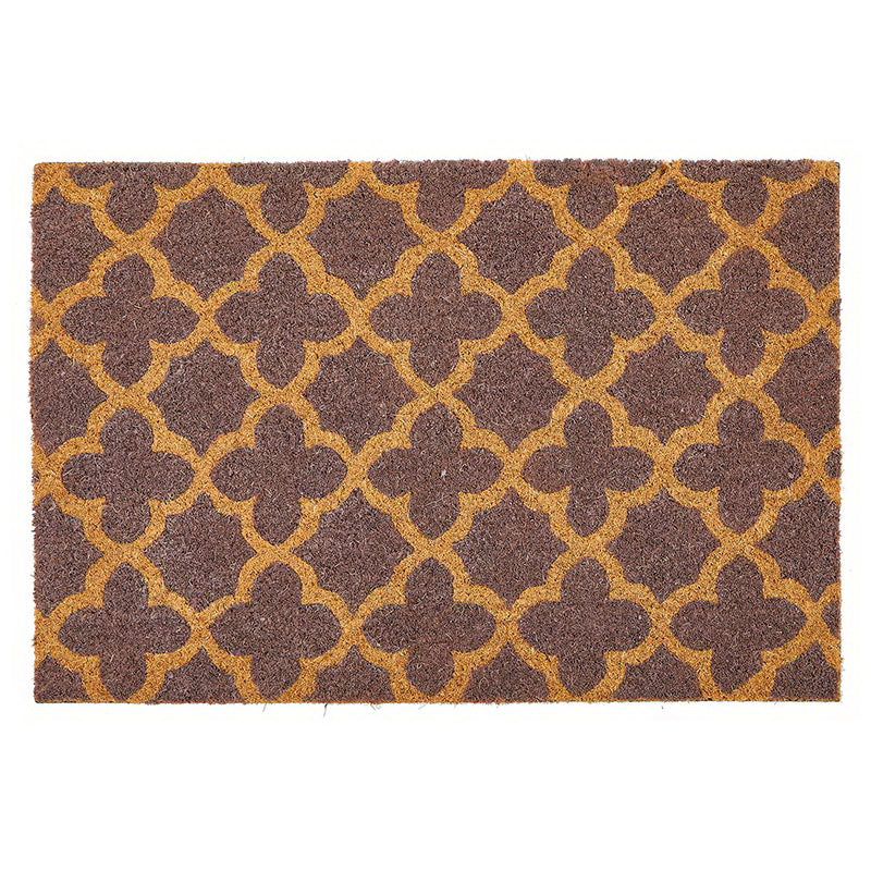 Lavender Print Coir Fiber Doormat with floral design, measuring 24 inches by 17 inches, ideal for outdoor use.