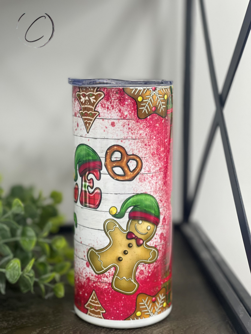 Little Elf 15oz Kids Skinny Tumbler featuring a vibrant design, reusable straw, and durable construction, perfect for children's beverages.
