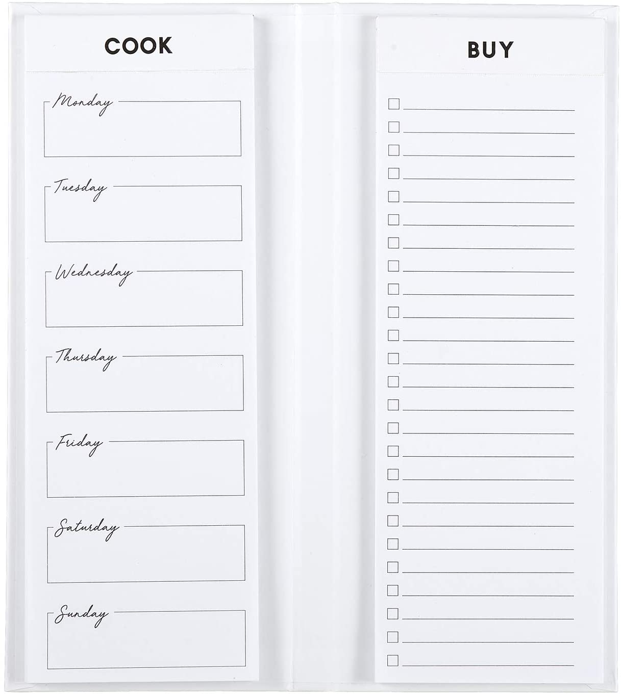 Live Organically Weekly Meal Planner with a hardbound white cover and rose gold engraving, featuring meal planning and shopping list sections.