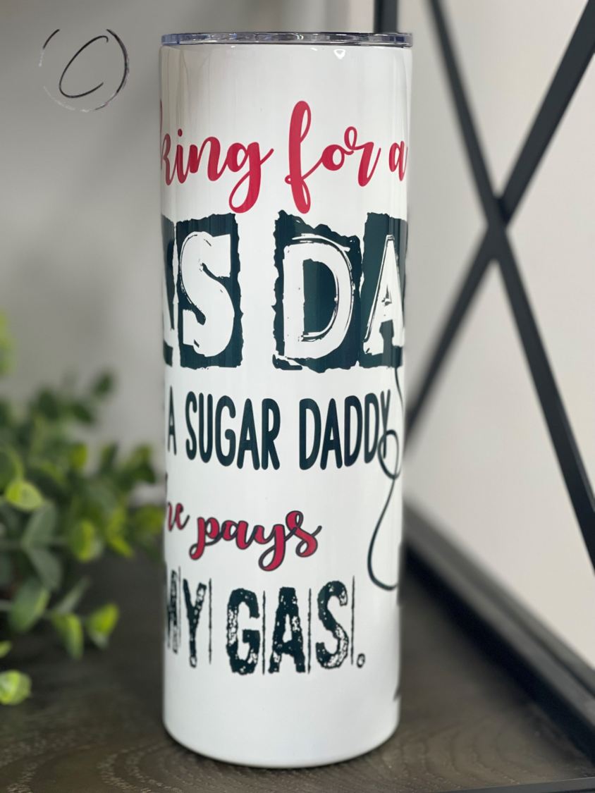 Looking For A Gas Daddy 20oz Skinny Tumbler with vibrant design and reusable straw, perfect for stylish hydration.