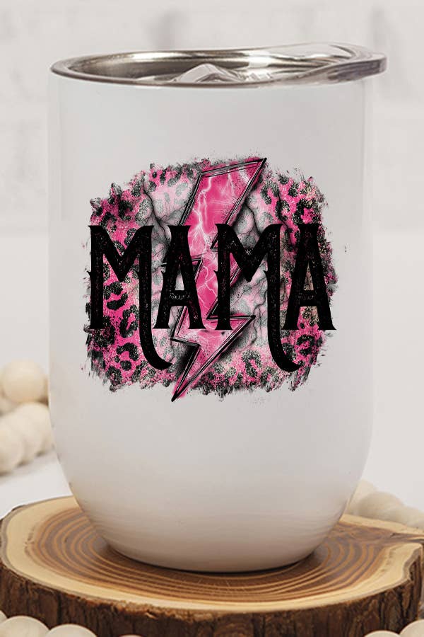 Main Mama Pink Black Leopard Bolt Wine Cup image
