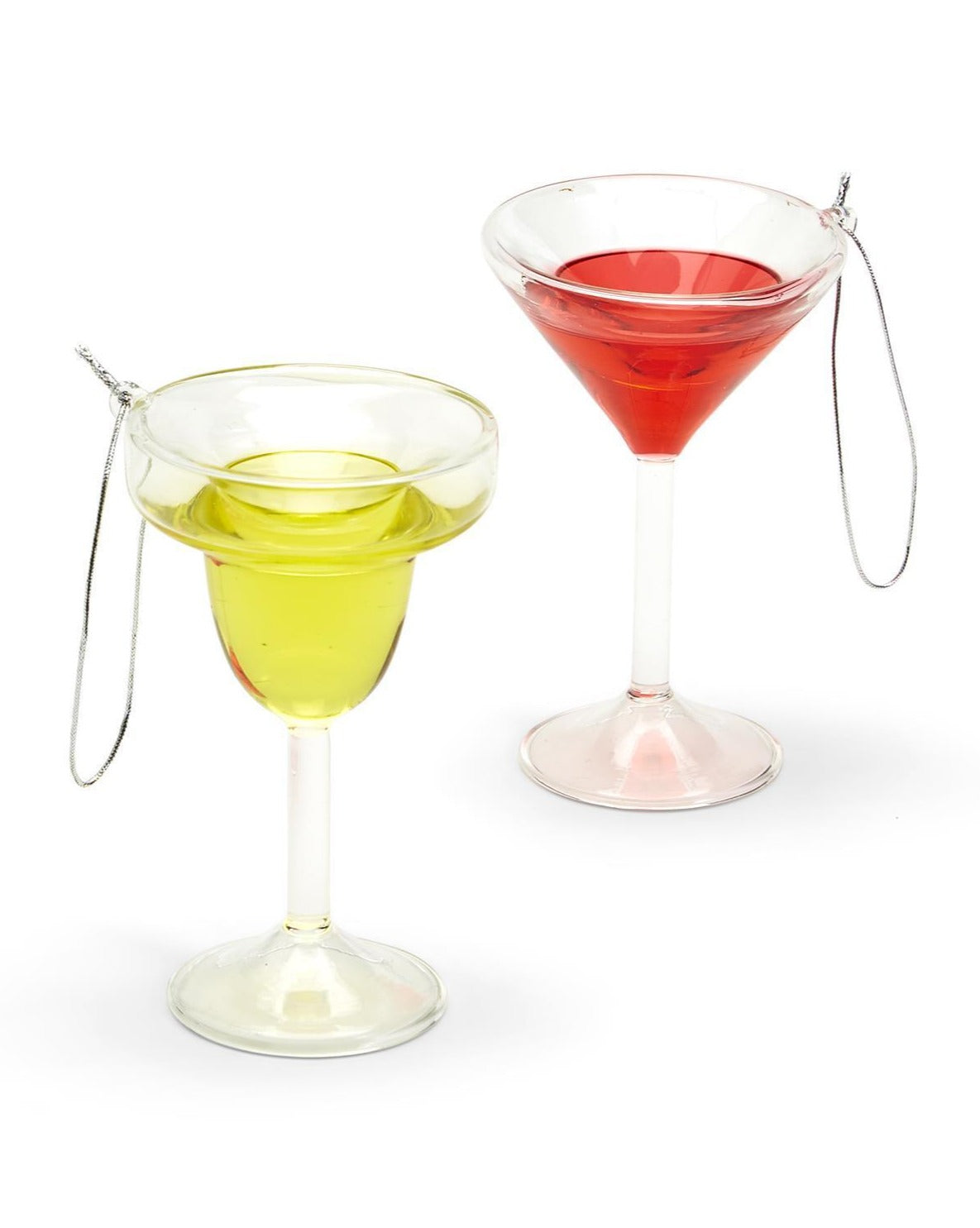 A beautifully crafted Margarita glass ornament with real liquid inside, showcasing vibrant colors and intricate details.