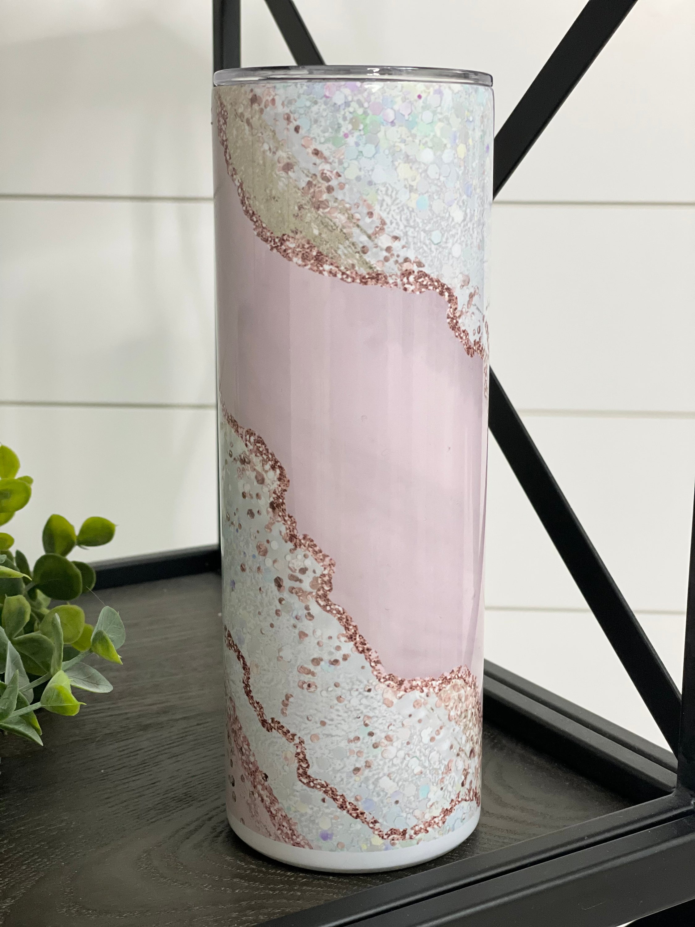 Milky Way 20oz Skinny Tumbler featuring a vibrant cosmic design, reusable straw, and durable construction.