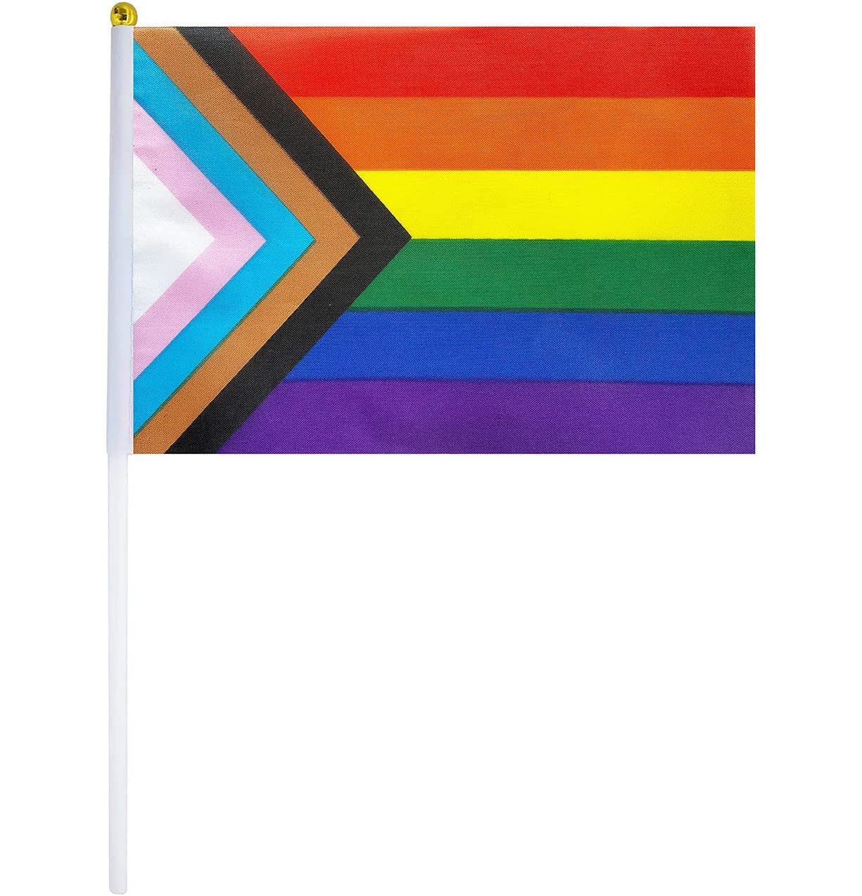 Mini Progressive Pride Flag headband made of soft cotton, featuring vibrant colors and an elastic design for comfort.