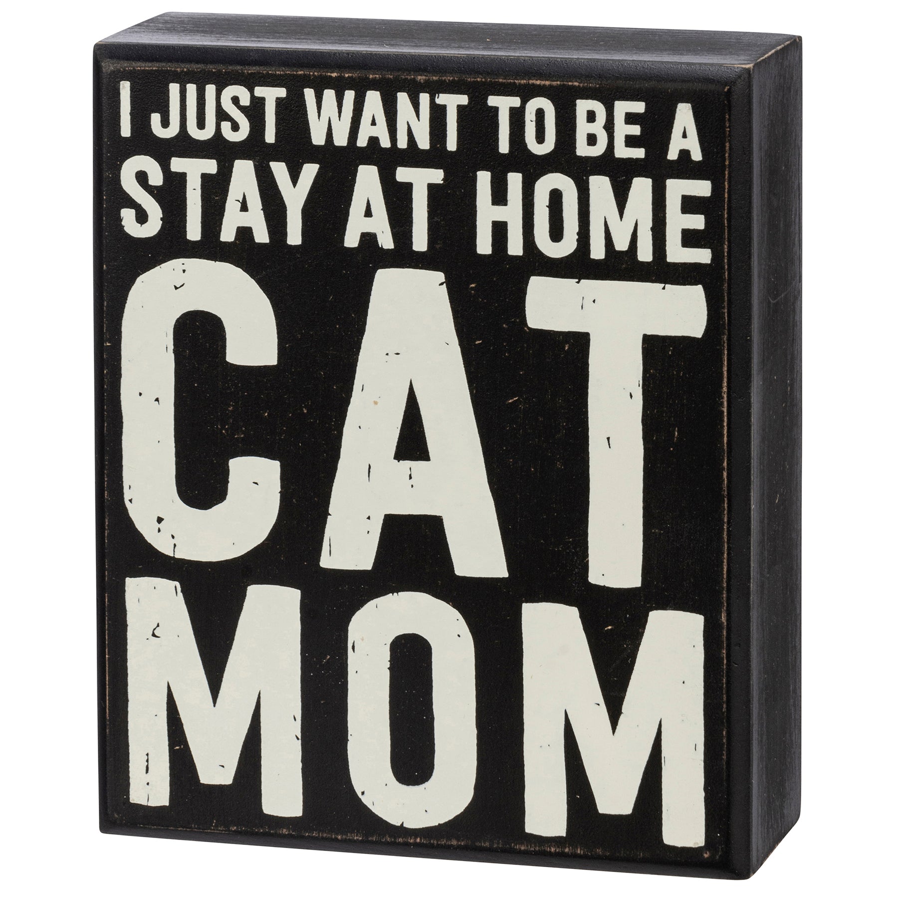 My Kids Have Paws Cat Mom Box Sign and Candle Giftable Set featuring a wooden sign and a soy wax candle in a glass container.