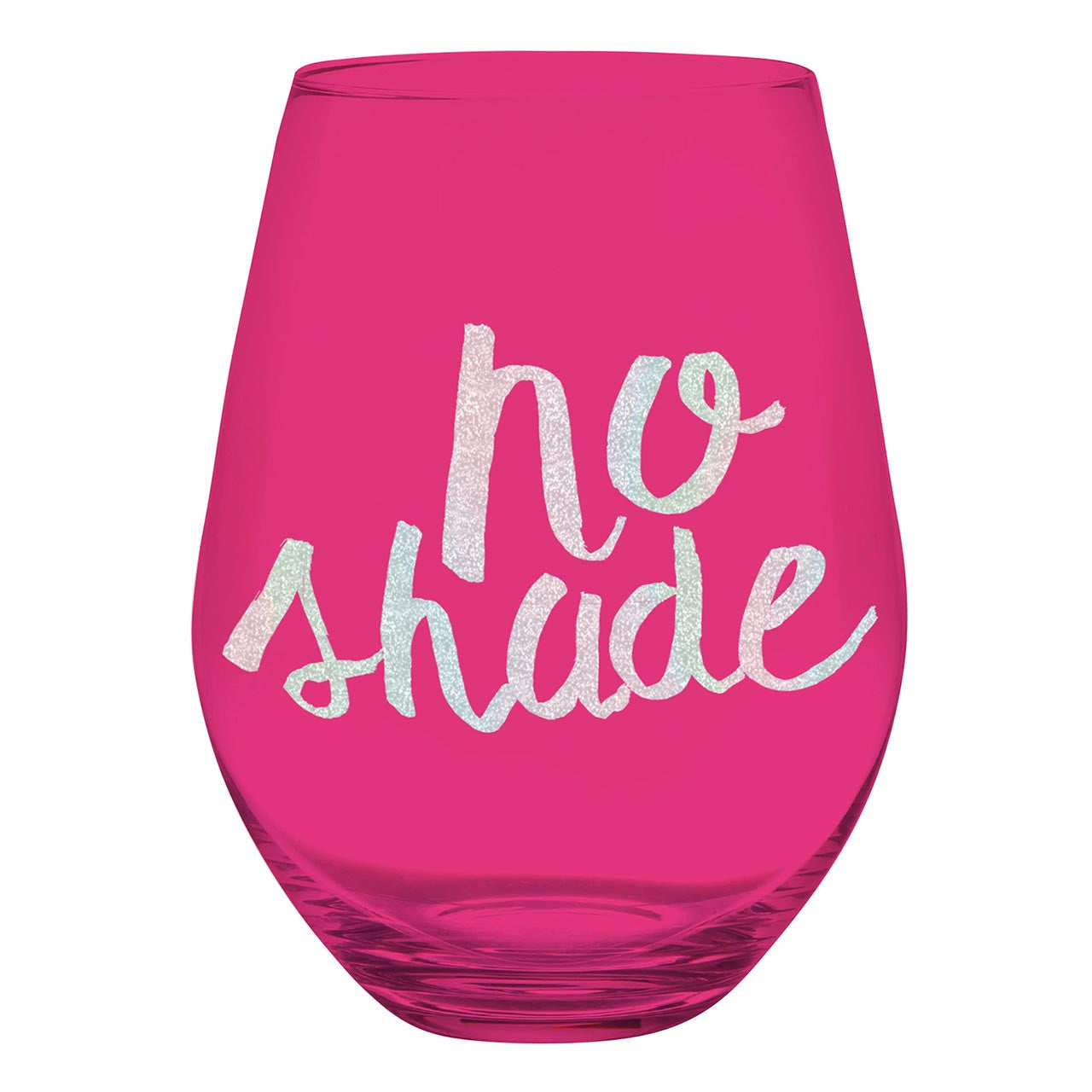 No Shade Jumbo Stemless Wine Glass in Tinted Bright Pink, oversized 30oz capacity, perfect for wine lovers.