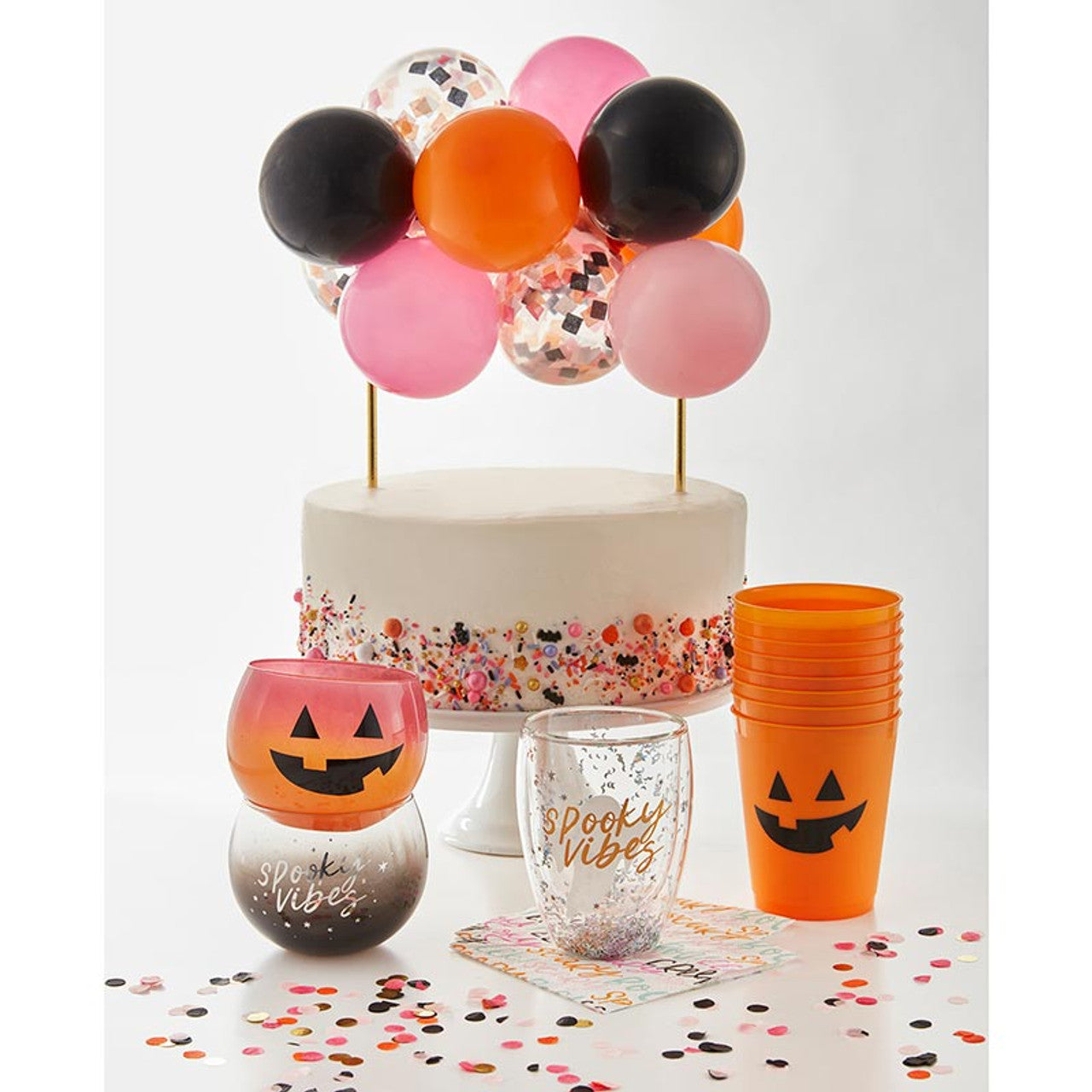 Ombre Jack-O'-Lantern Roly Poly Wine Glass featuring a playful pumpkin design, perfect for Halloween celebrations.