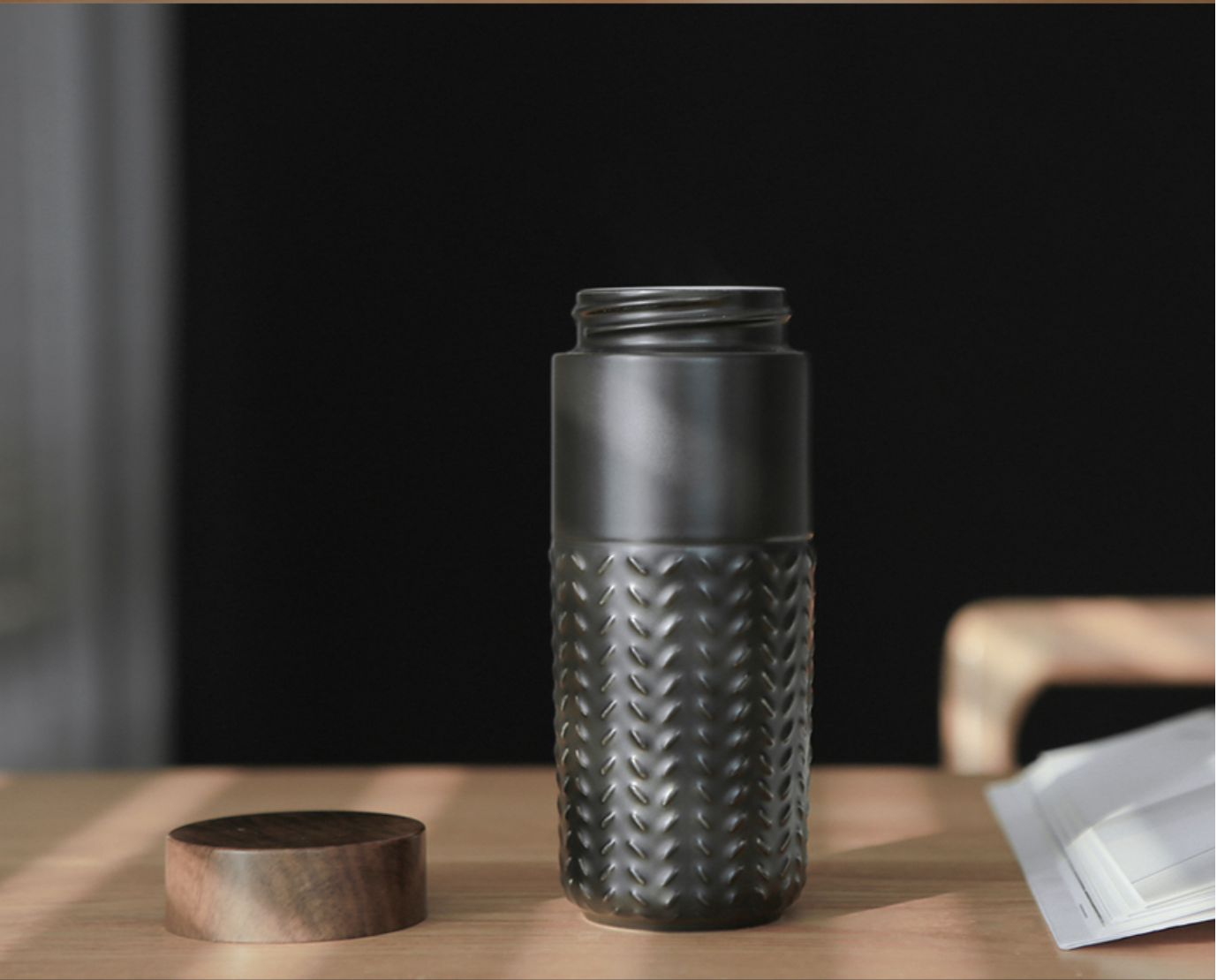 One-O-One Flying to the Clouds Tumbler showcasing its embossed checkered design, available in six trendy colors with a walnut wood-effect lid.