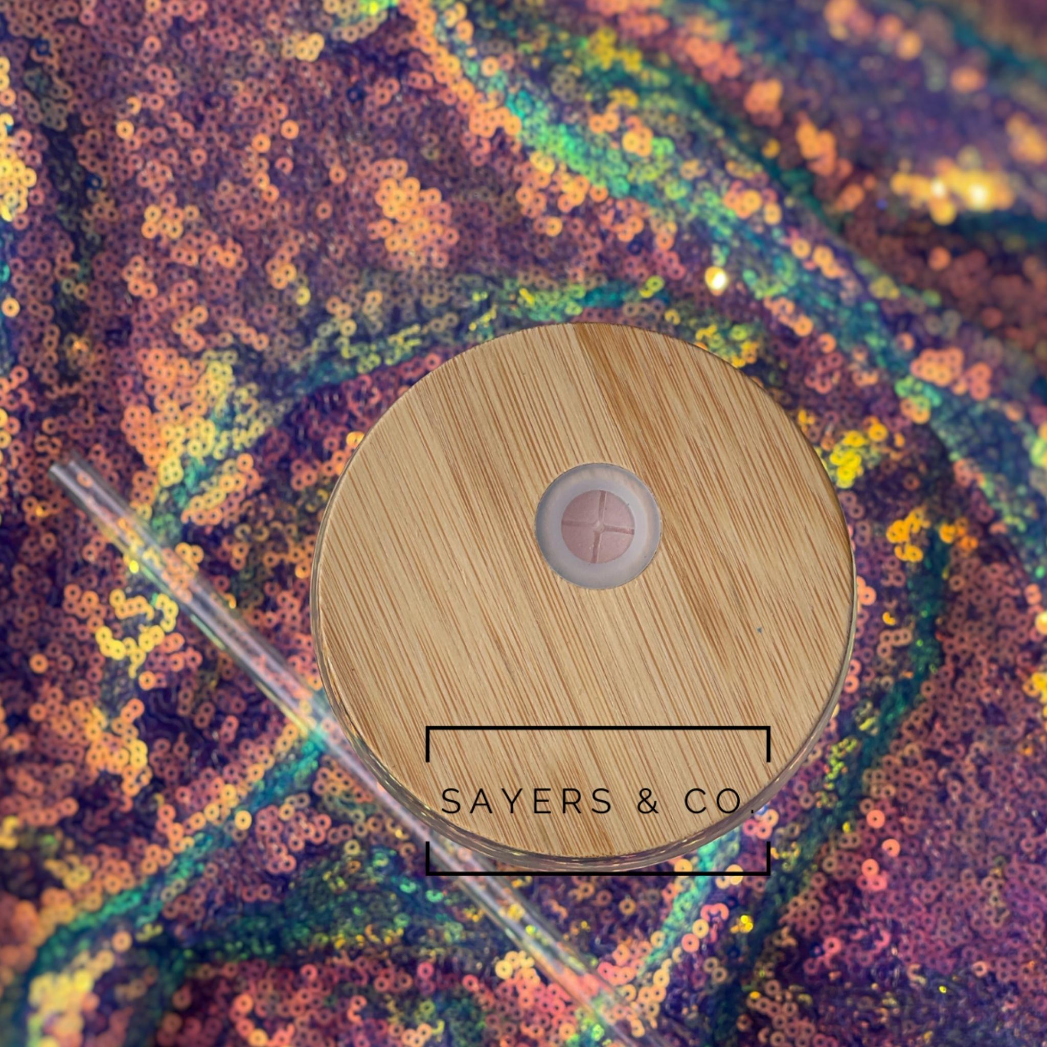 Pack of 10 sublimation glass cans with bamboo lids and straws, showcasing their clear design and eco-friendly features.