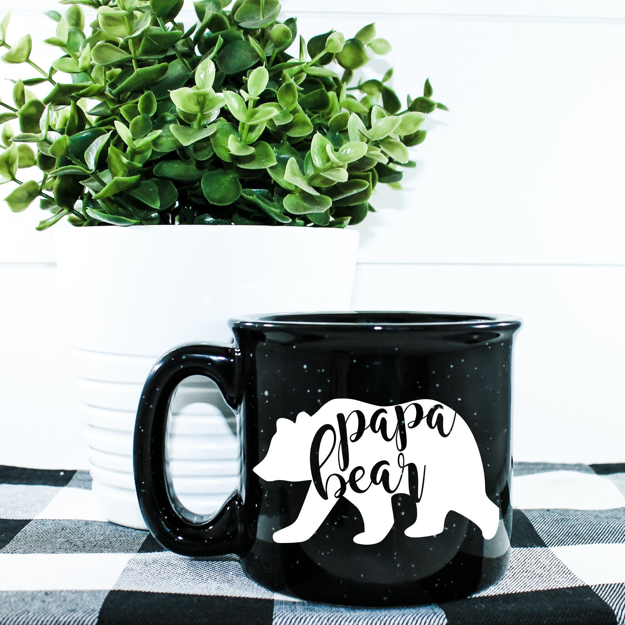 A stylish Papa Bear Mug featuring a unique design, perfect for coffee or tea lovers, made of durable ceramic.