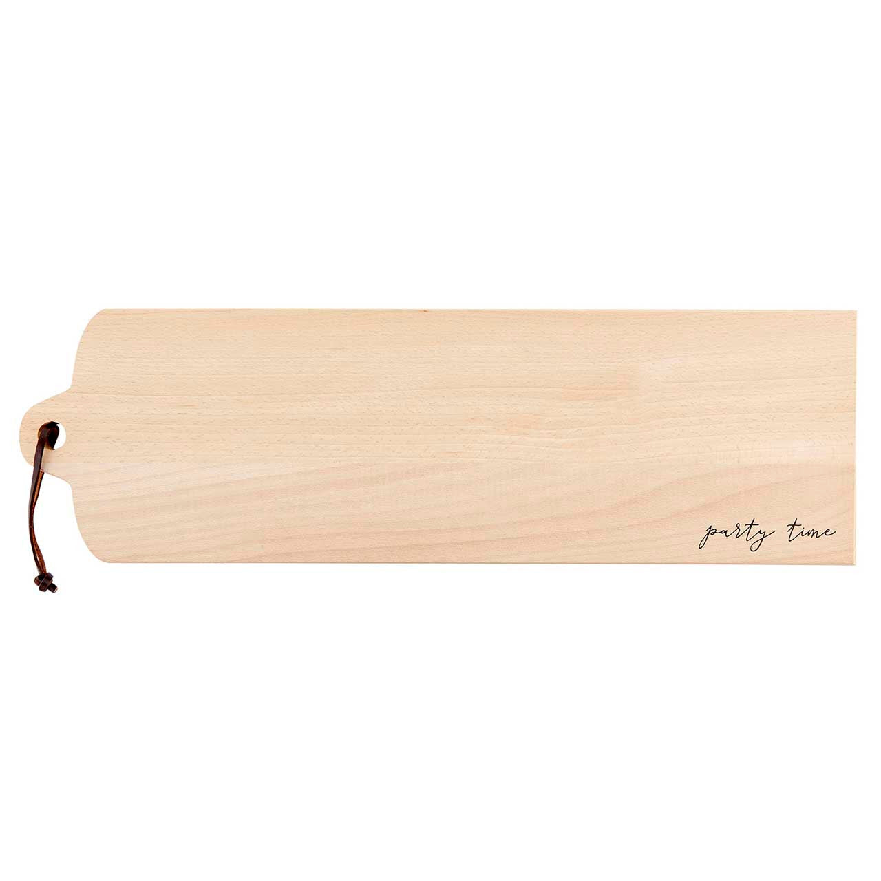 A stylish beech wood charcuterie board measuring 21.5" x 7.25", perfect for serving appetizers and snacks.