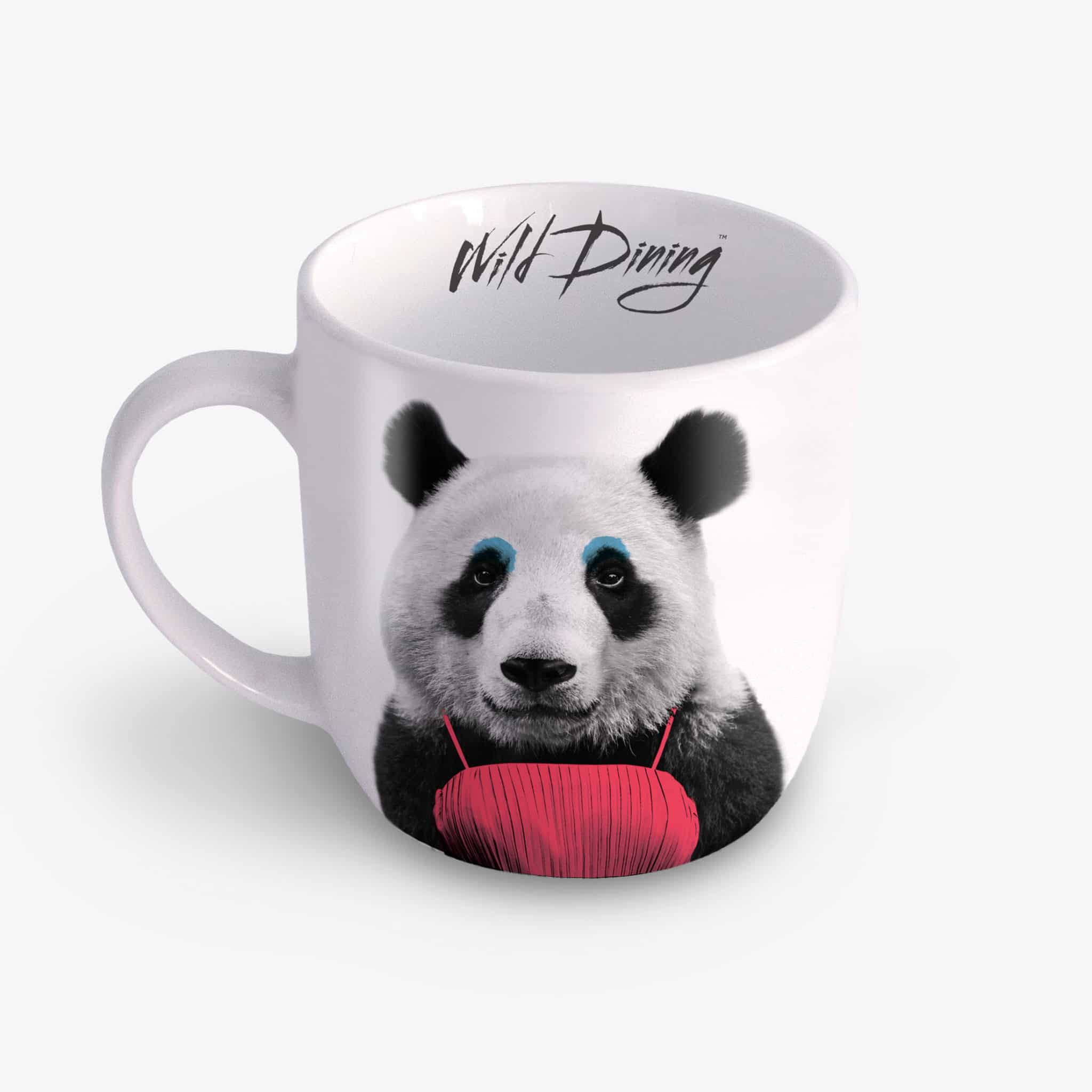 Patricia Panda Wild Dining Coffee Mug featuring a playful panda design, perfect for enjoying hot or cold beverages.