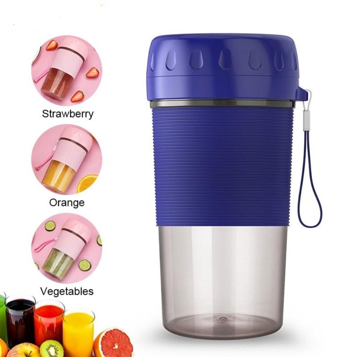 Portable Personal Juice Blender and Smoothie Maker in a sleek design, showcasing its compact size and USB charging feature, perfect for on-the-go blending.