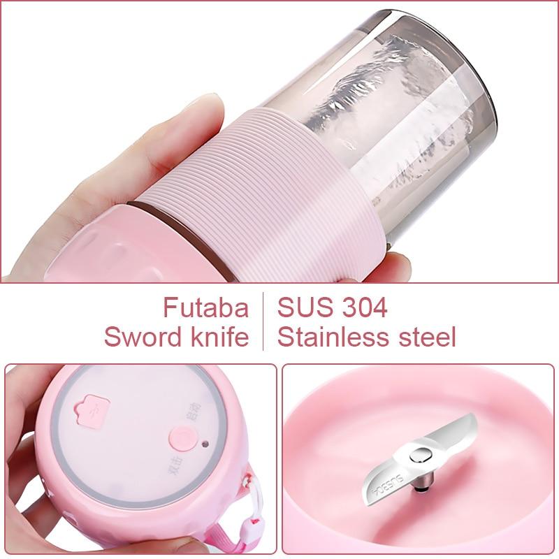 Portable Personal Juice Blender and Smoothie Maker in a sleek design, showcasing its compact size and USB charging feature, perfect for on-the-go blending.